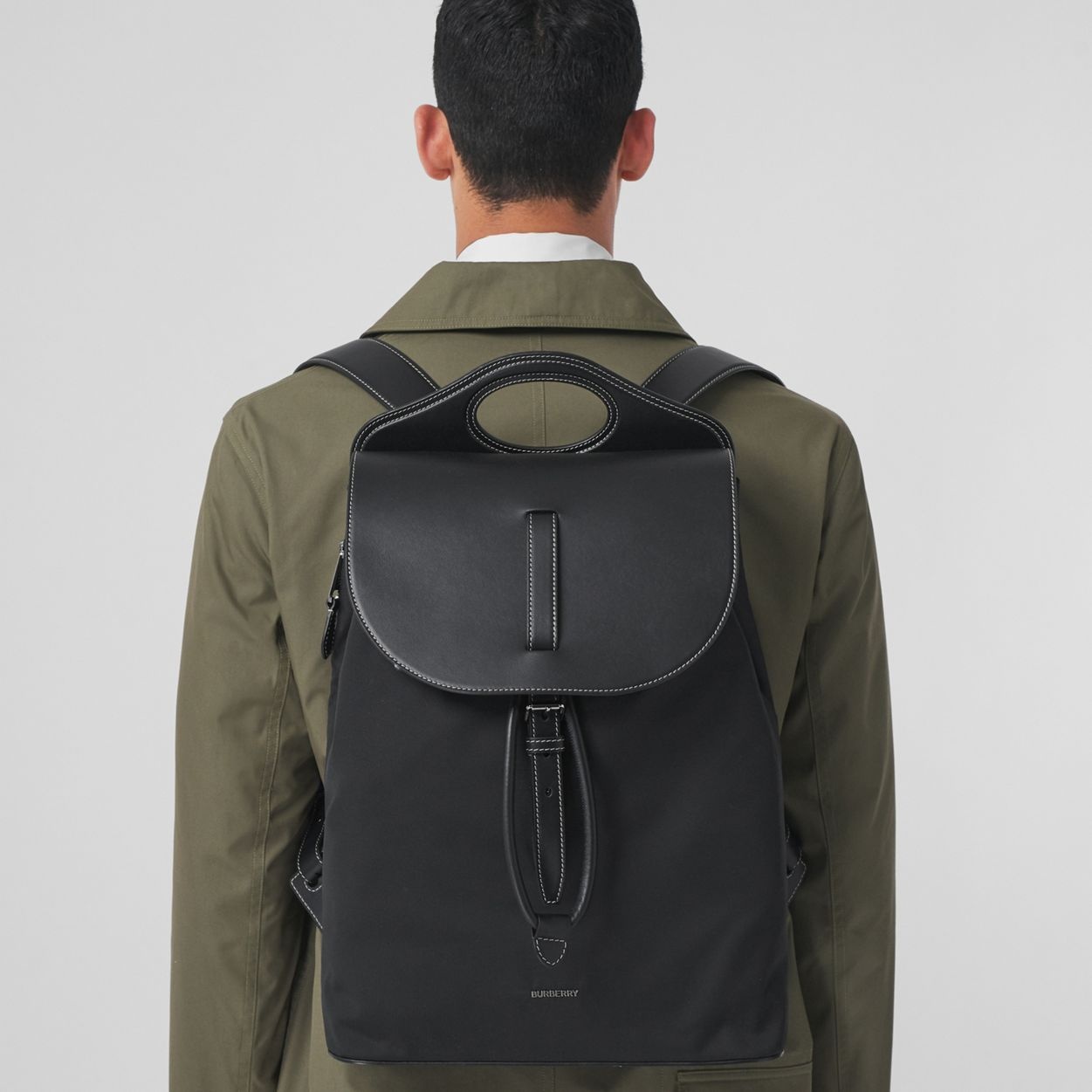 Nylon and Leather Pocket Backpack - 3