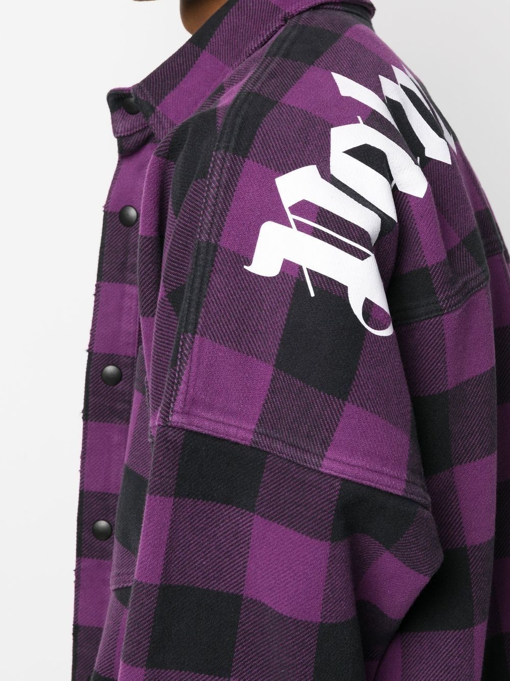 logo-print checked shirt - 5