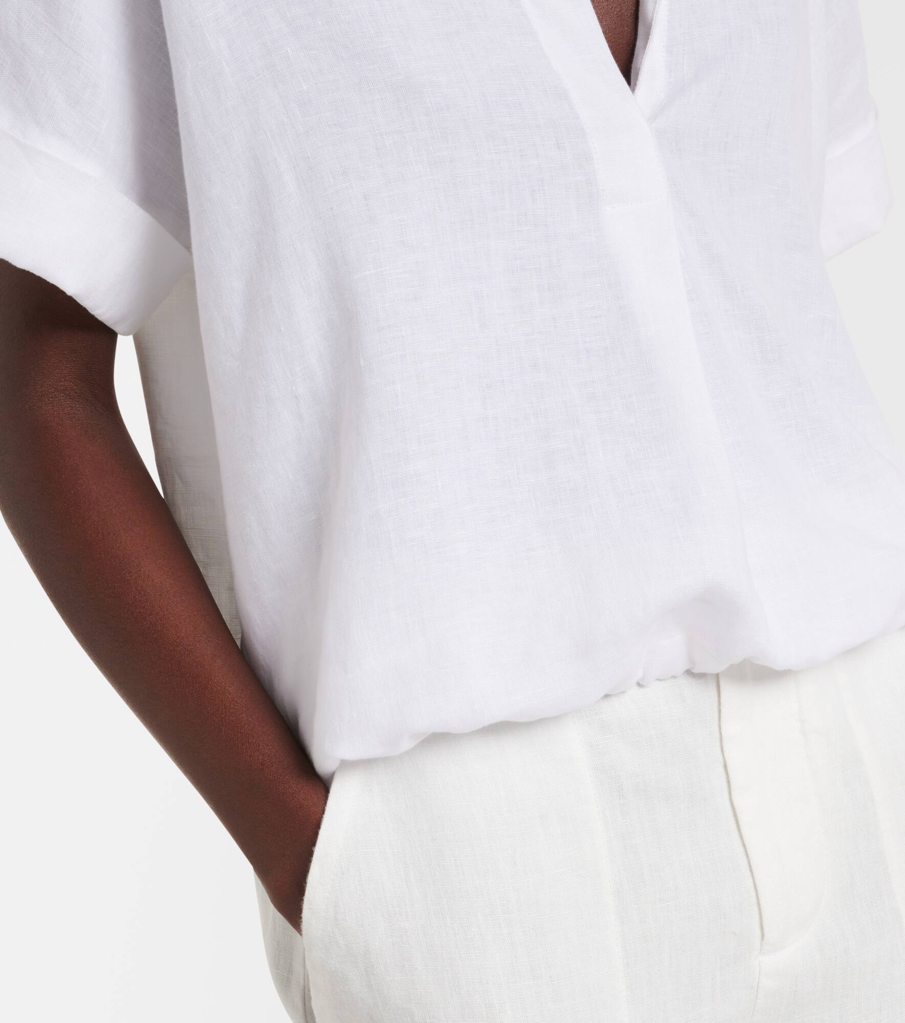 Gathered linen blouse - 5