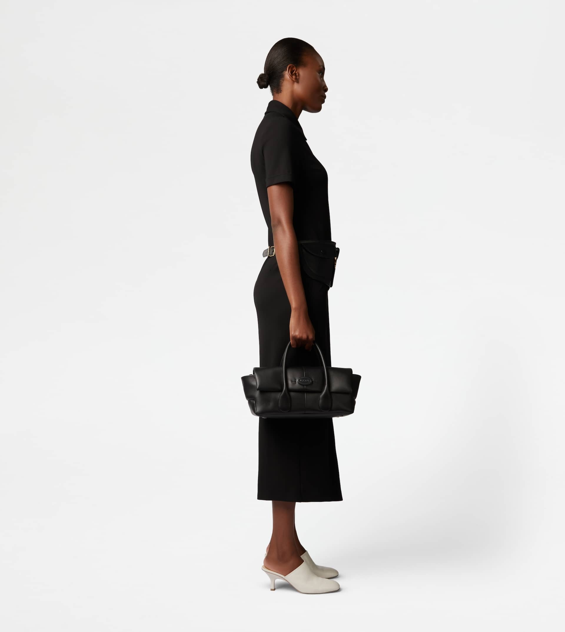 TOD'S DI BAG REVERSE FLAP IN LEATHER SMALL - BLACK - 3
