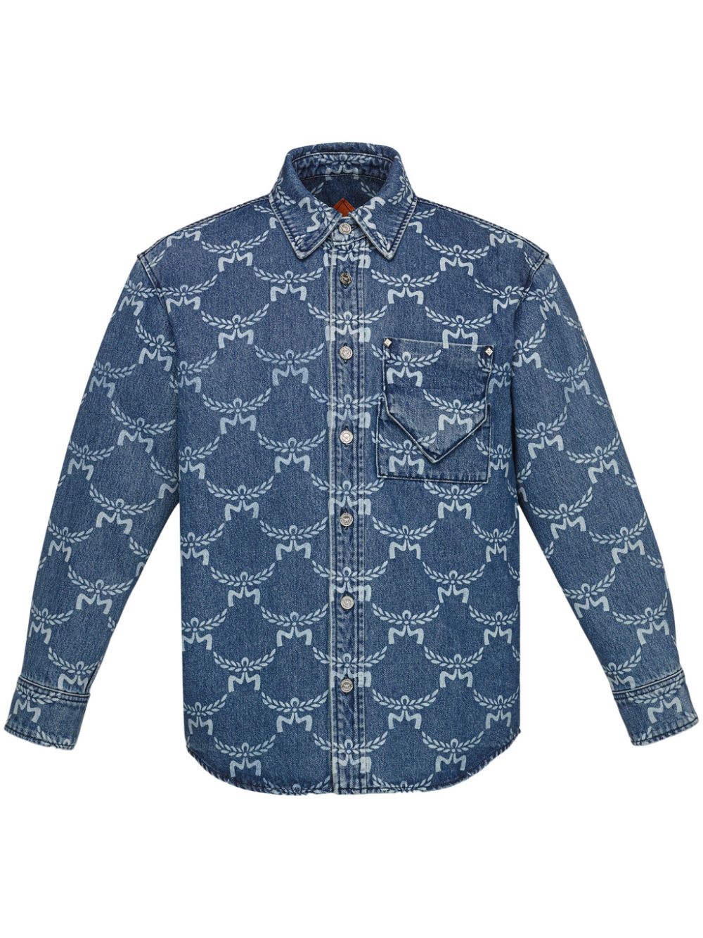 patterned denim shirt - 1
