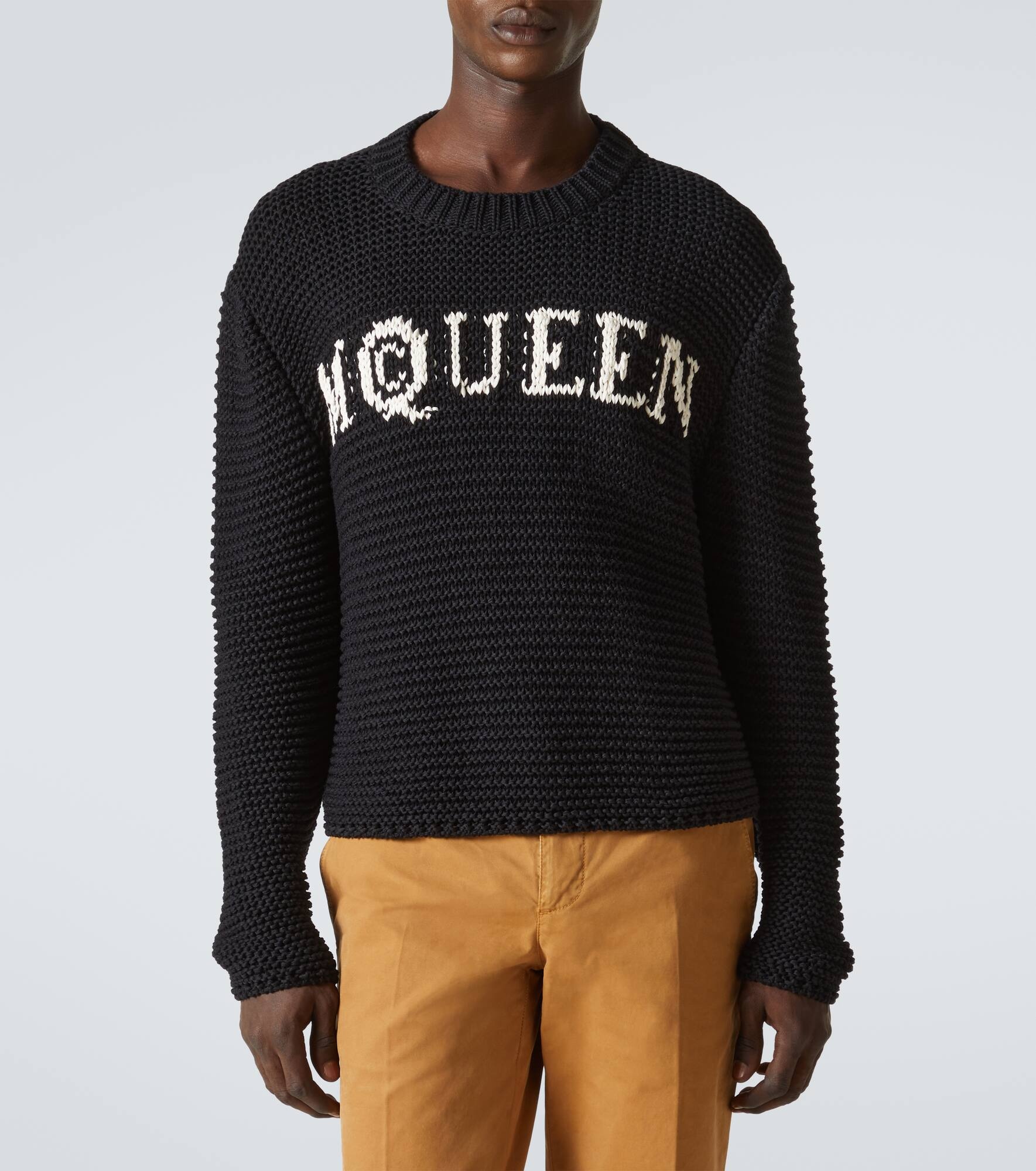 Logo cotton jacquard sweater - 3