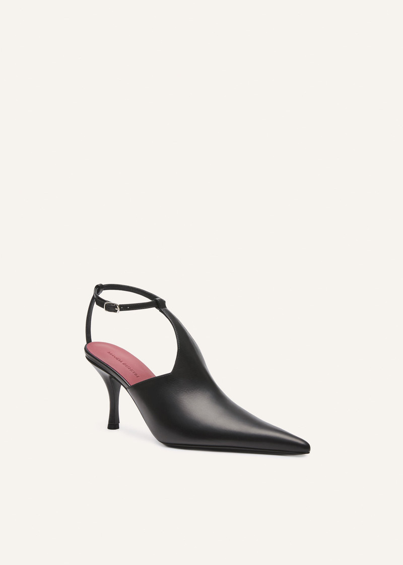 MAGDA BUTRYM Ankle-strap pointed heels in black leather outlook