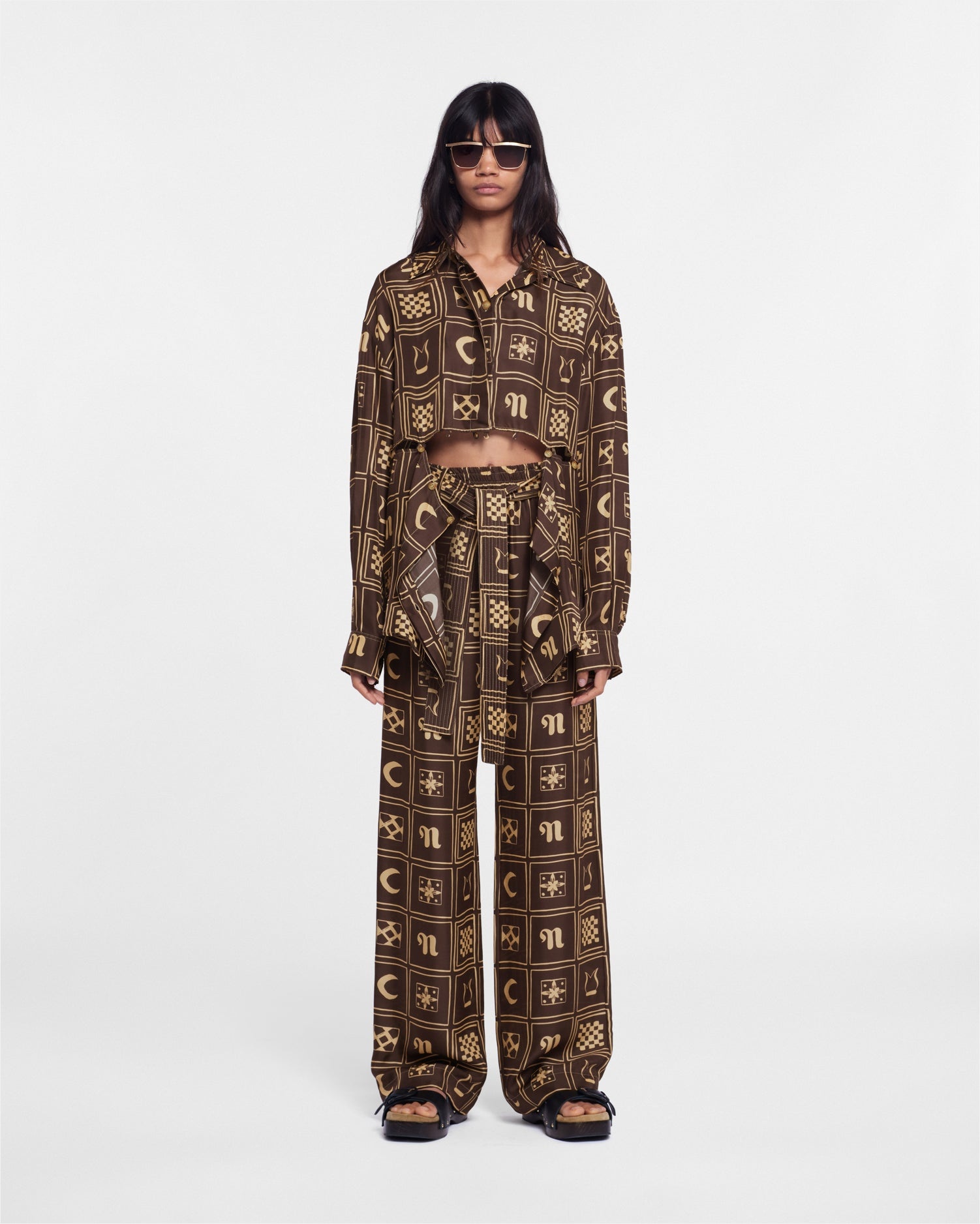 Printed Silk-Twill Pants - 1
