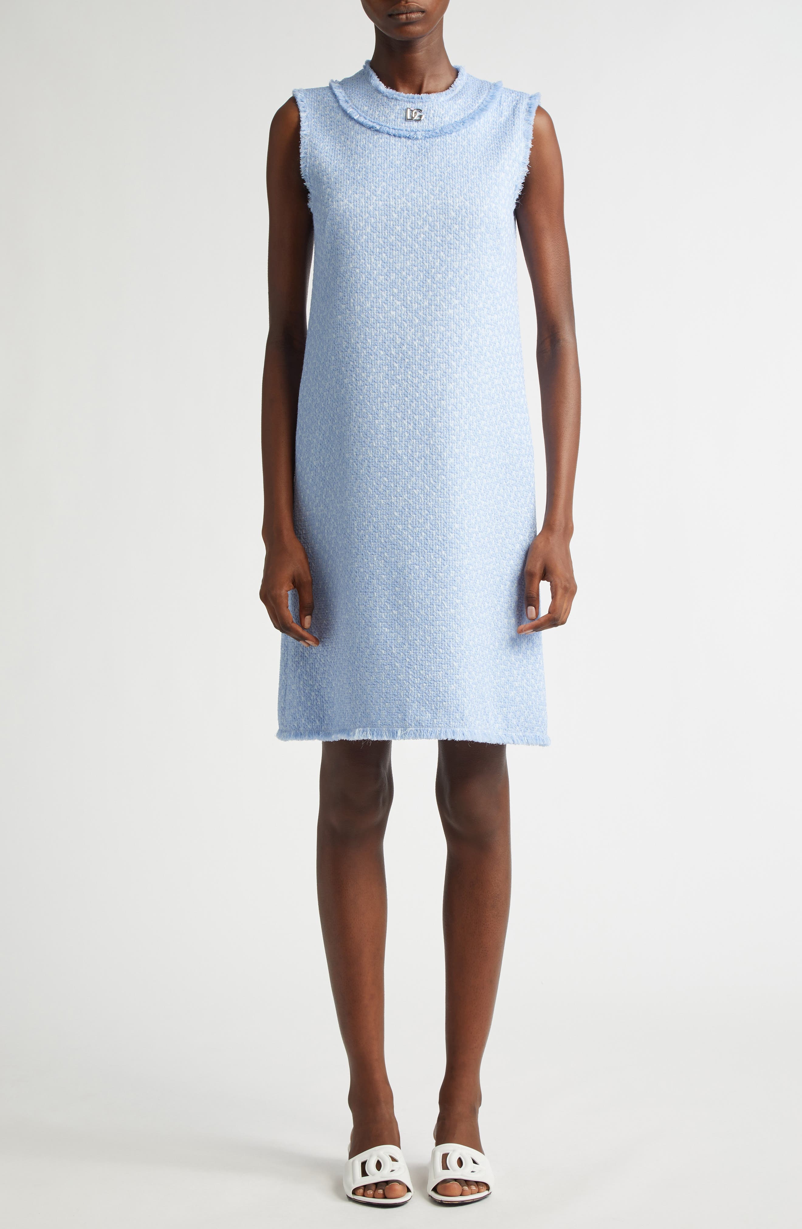 Dolce&Gabbana Rachel Tweed Shift Dress in F3981 Glicine Viola Chiari at Nordstrom - 6