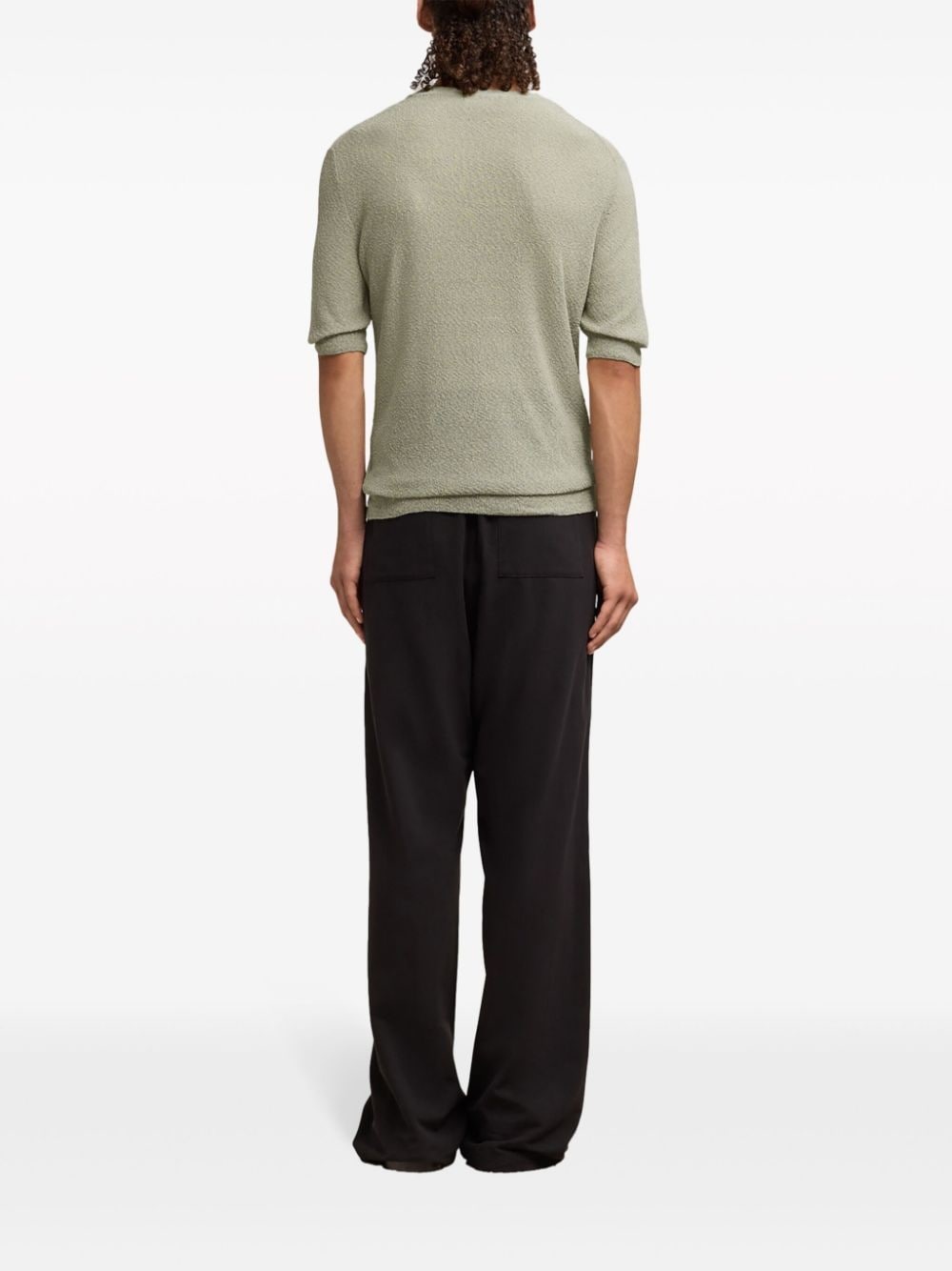 textured round-neck knitted top - 4