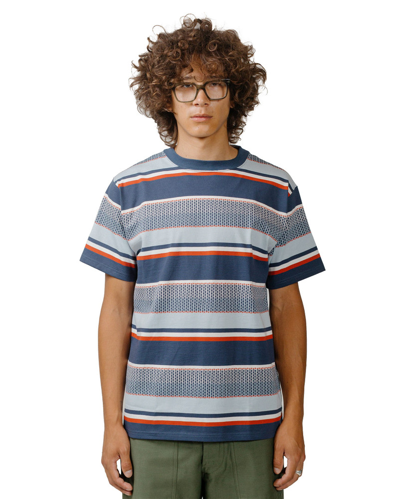 The Real McCoys MC24017 Jacquard Knit Stripe Tee Navy outlook