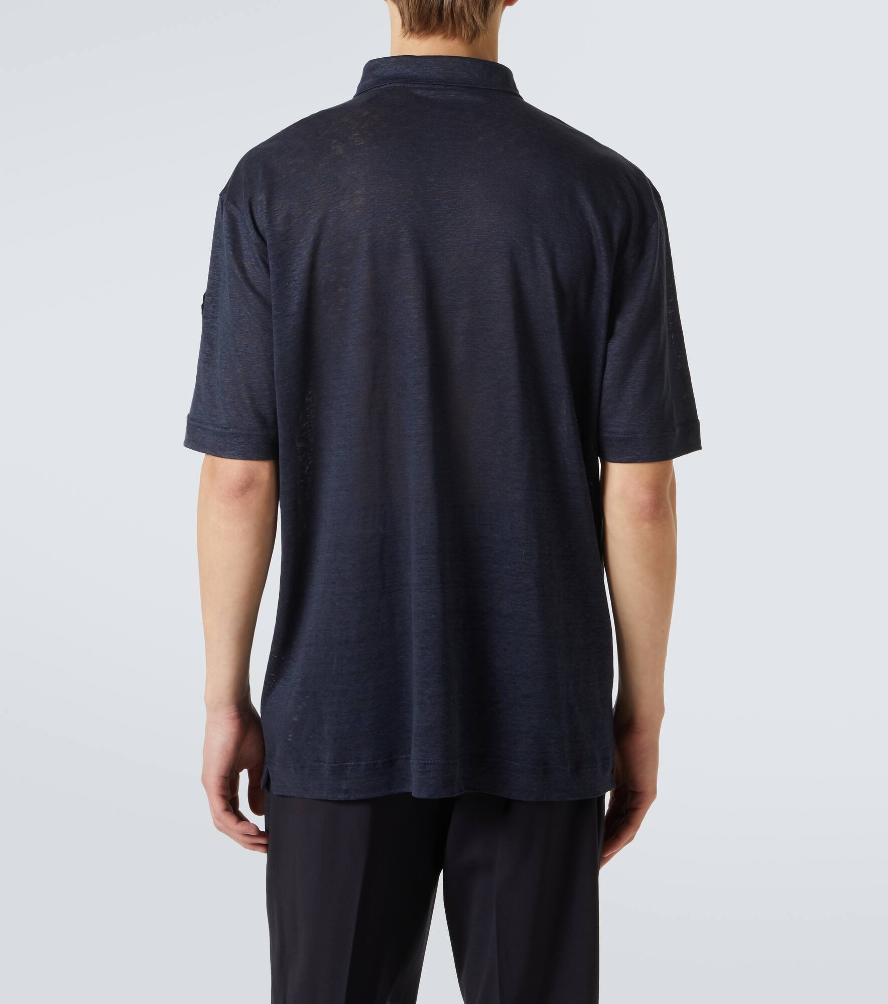 Logo linen polo shirt - 4