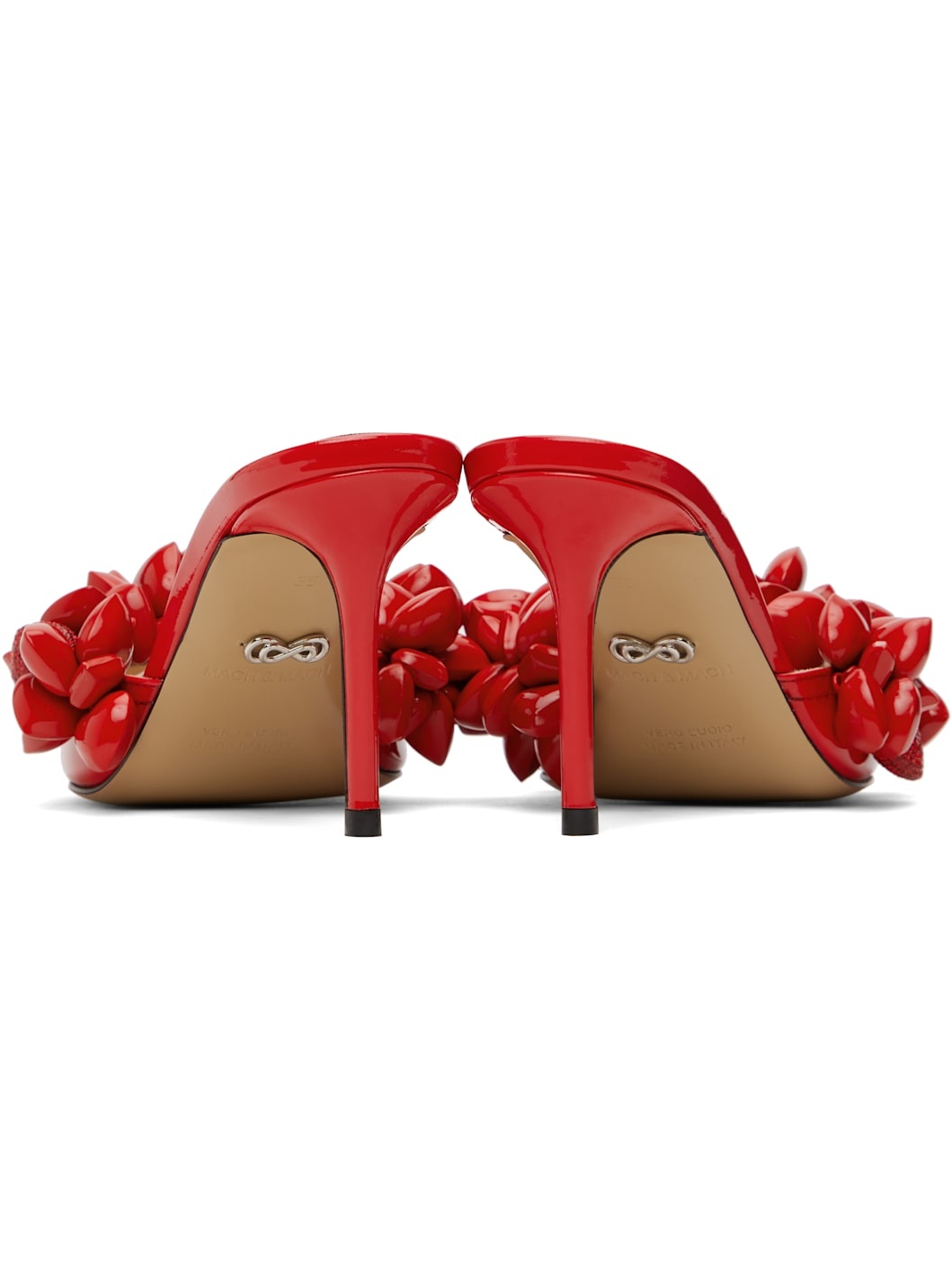 Red Puffy Heart Patent Mules - 2