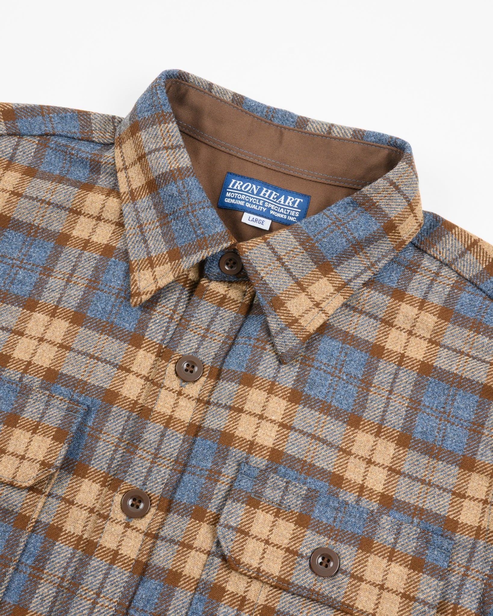 14OZ FOX BROTHERS® WOOL CPO SHIRT - TUSCAN BROWN CHECK TWILL FLANNEL - 6
