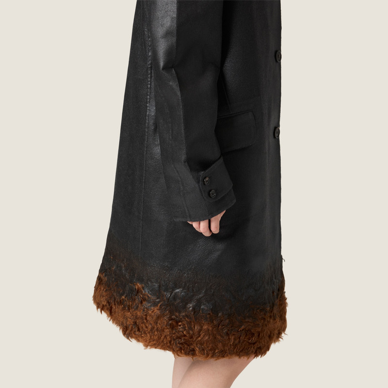 Single-breasted double wool and shearling coat 6