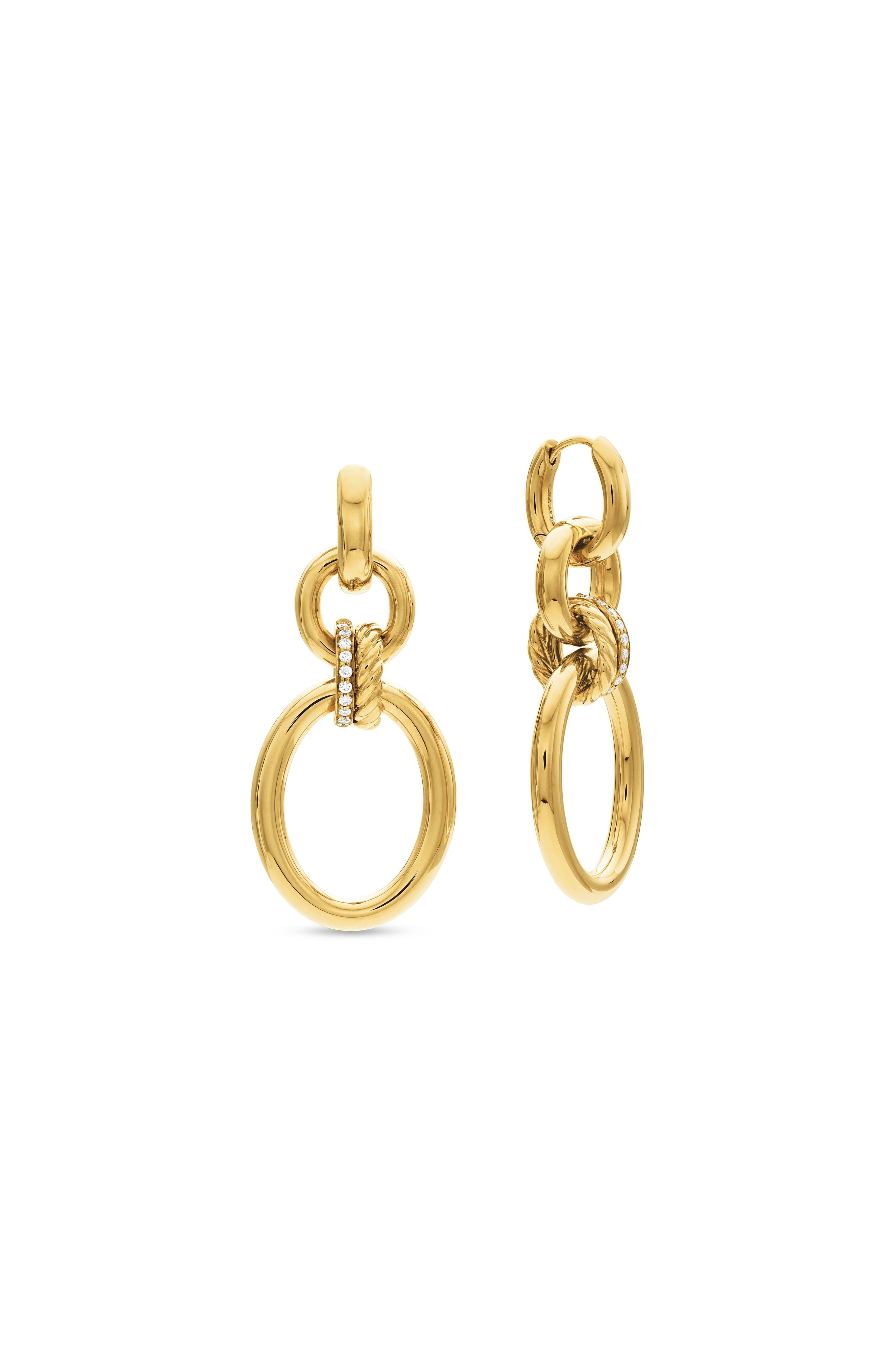 David Yurman Mercer™ Frontal Hoop Earrings in 18K Yellow Gold/Diamond at Nordstrom - 4