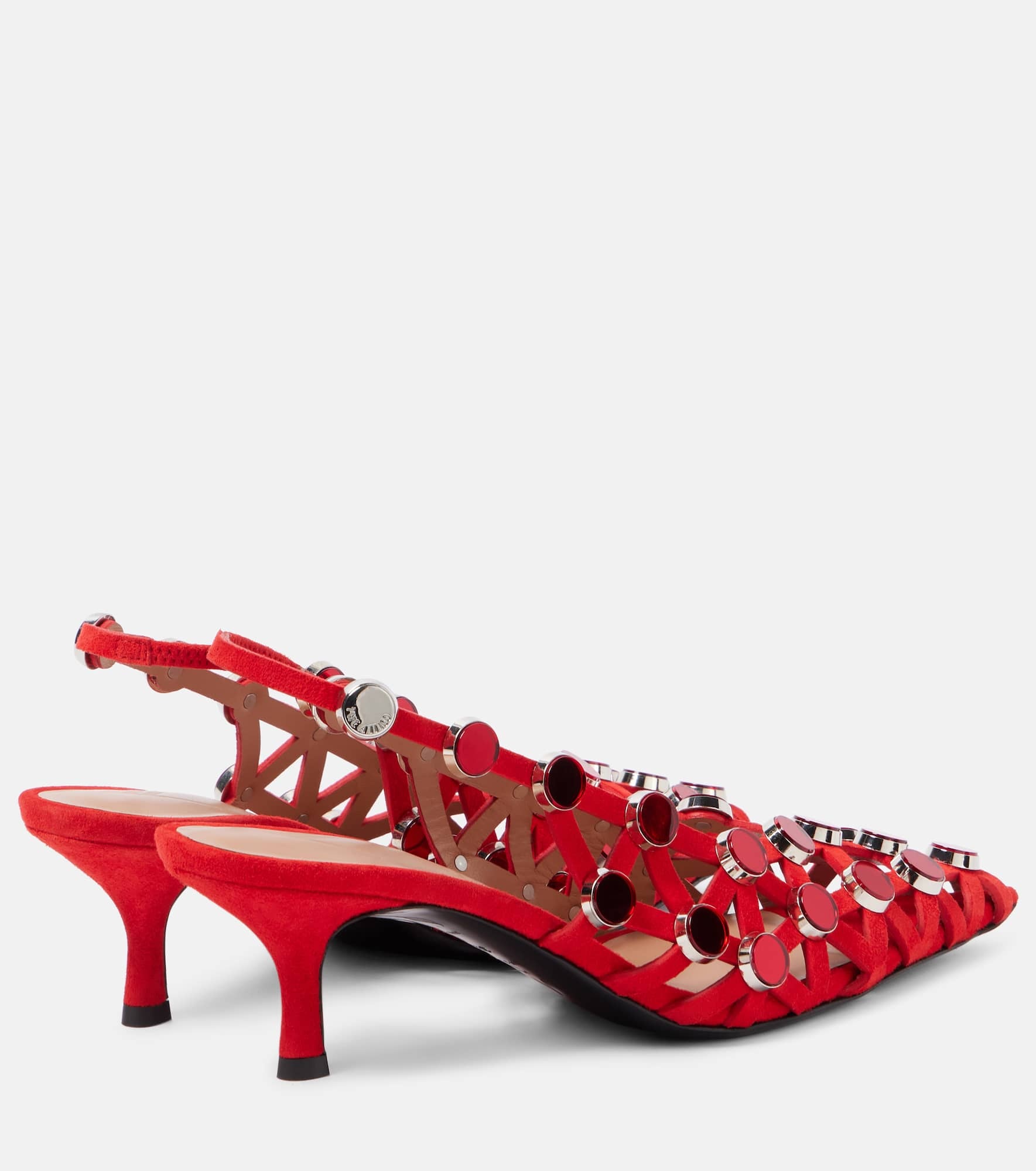 Grid 50 embellished leather slingback pumps - 2