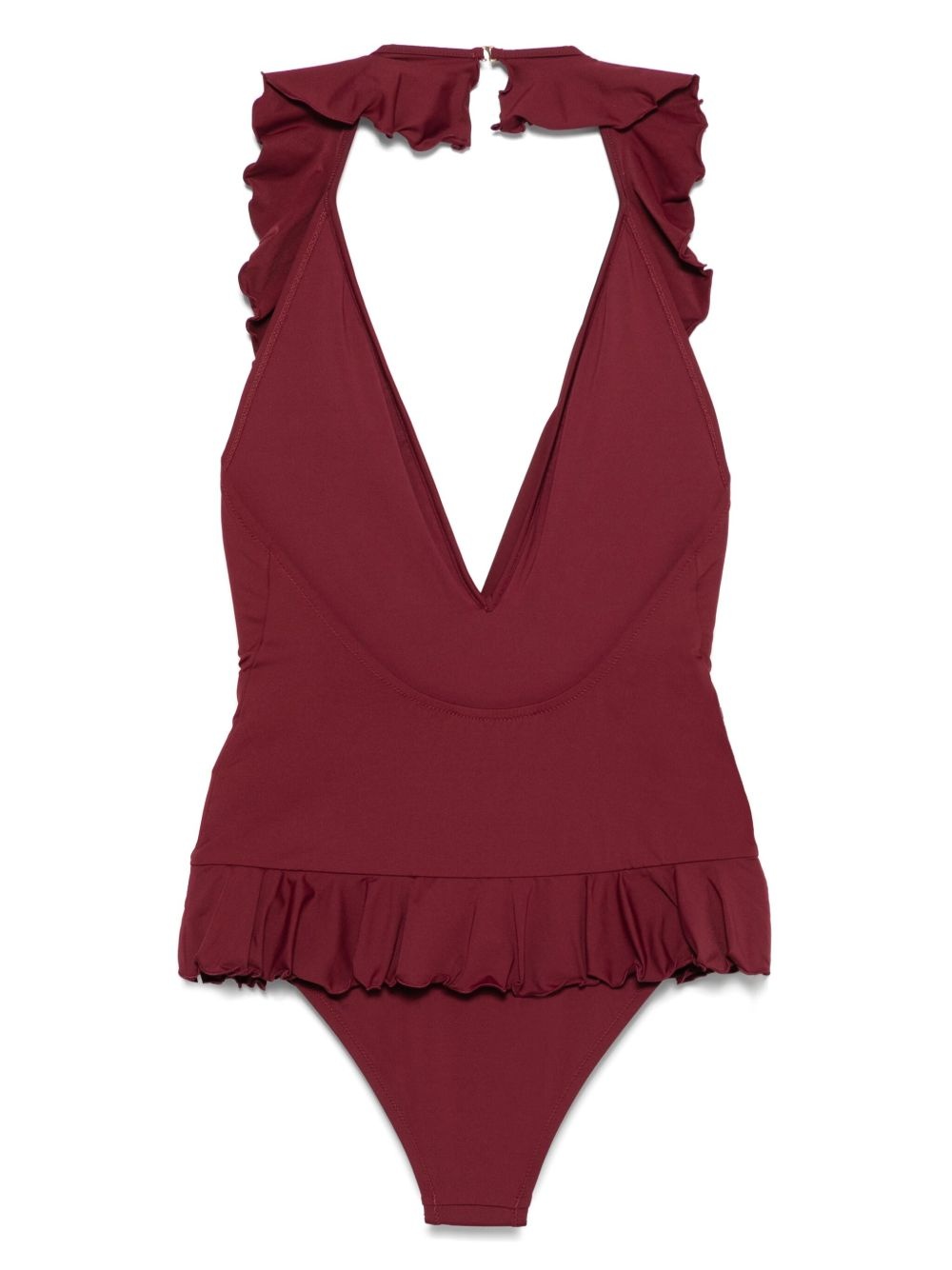 ruffled V-neck swimsuit - 2