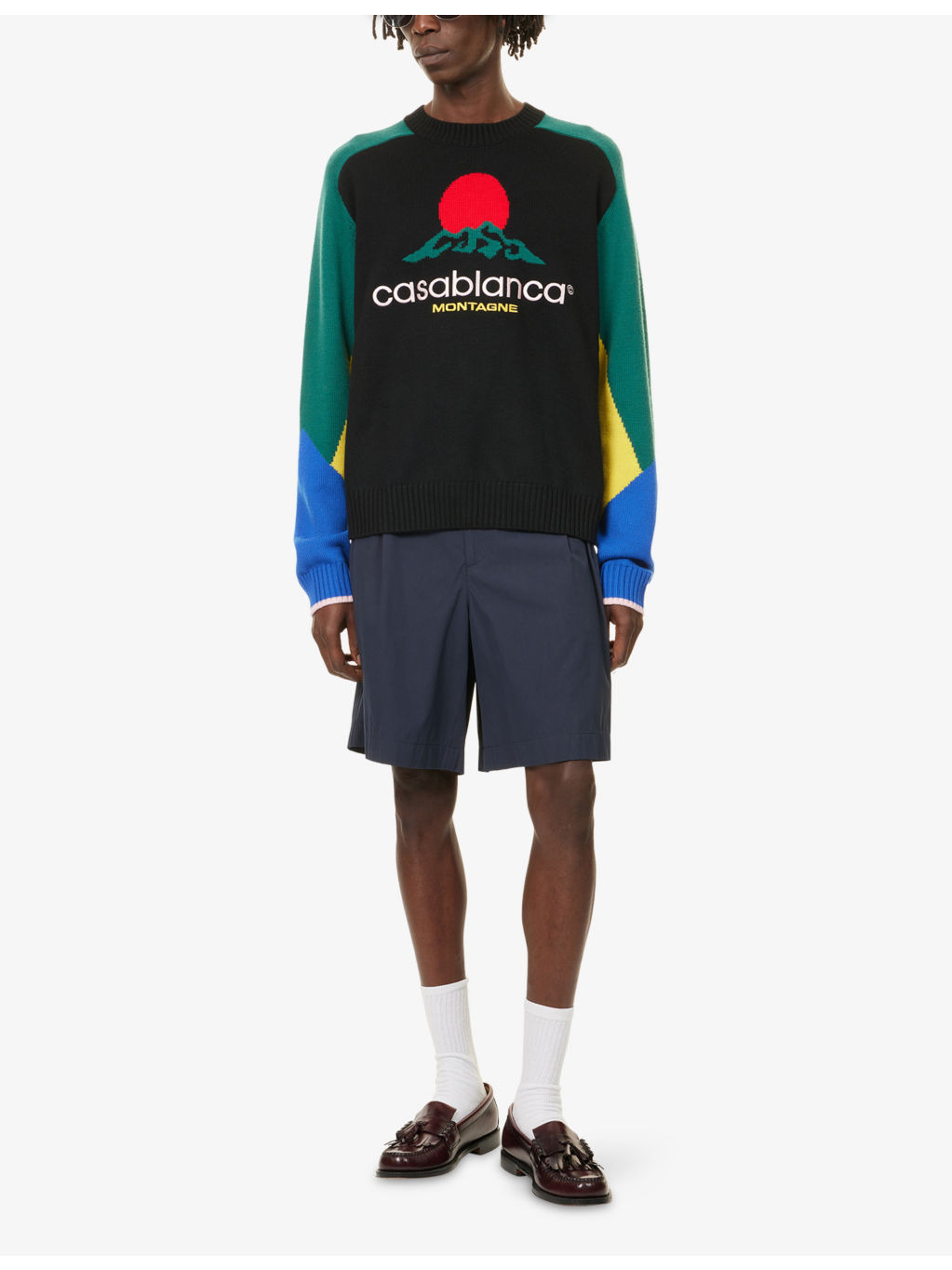 Embroidered-Logo Colourblock Wool-Knit Jumper - 2