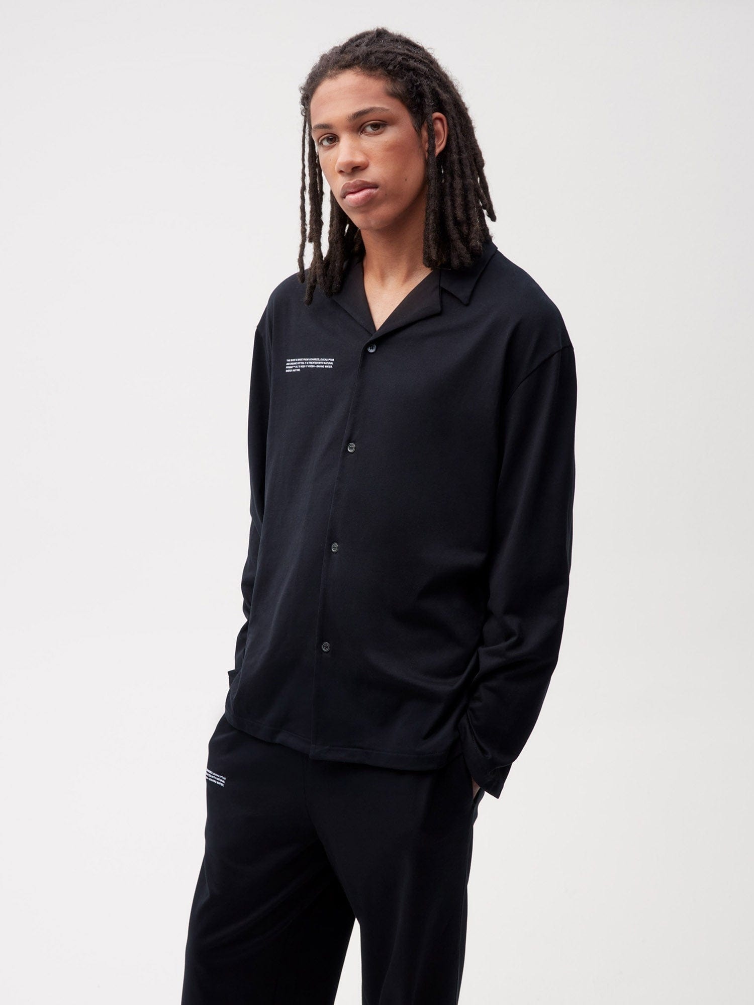 Mens Organic Cotton Pajama Shirt with C-FIBER™ - Black - 2