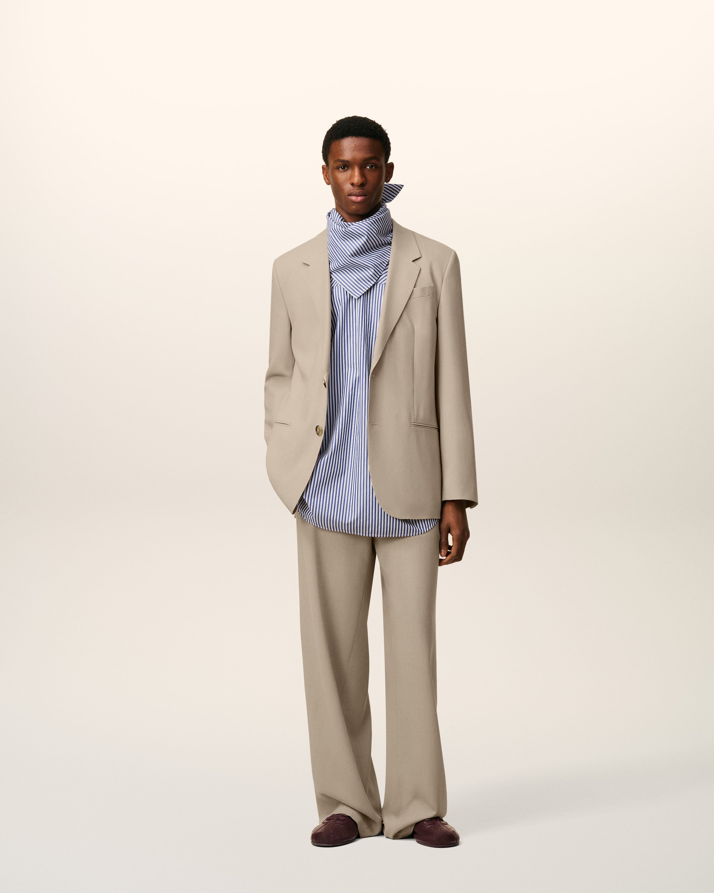 BEIGE WOOL SINGLE BREASTED JACKET - 4