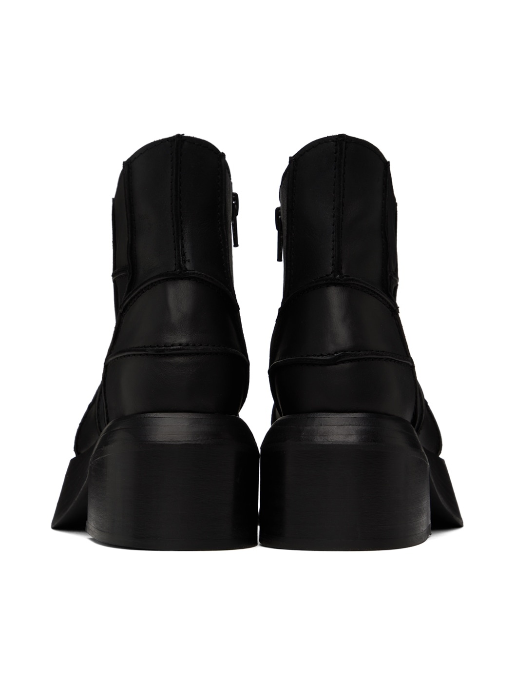 Black Patchwork Boots - 2