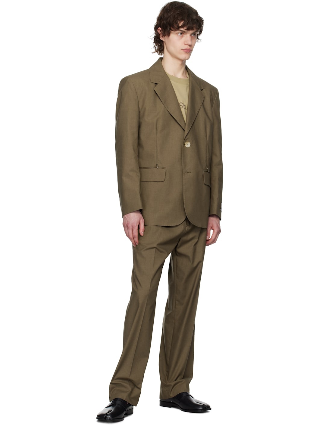 Khaki Writer Gabardine Tailored Blazer - 4