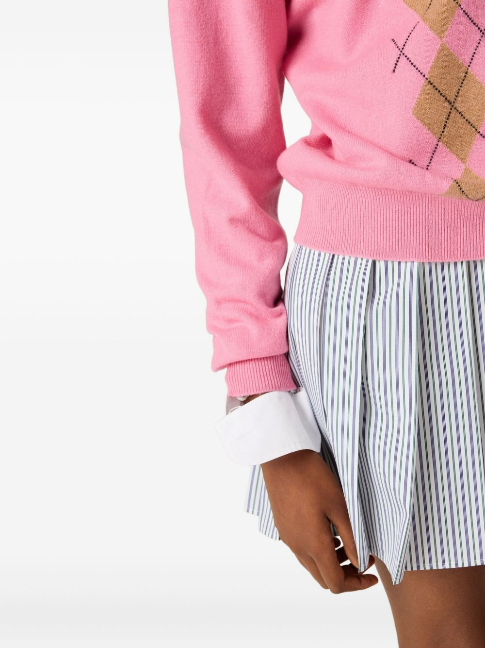 argyle intarsia-knit half-zip sweater - 5