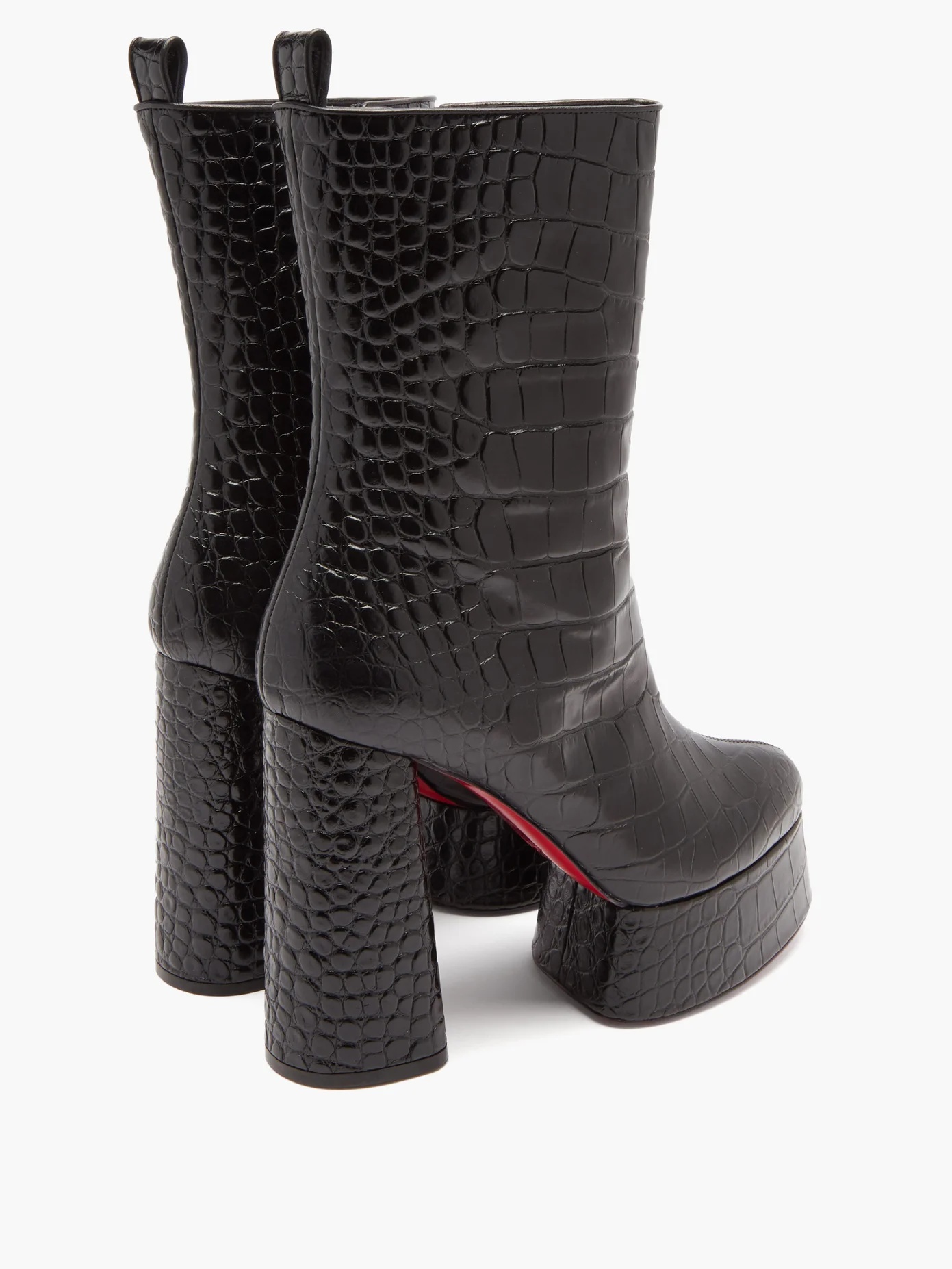 Izamayeah crocodile-effect leather platform boots - 4