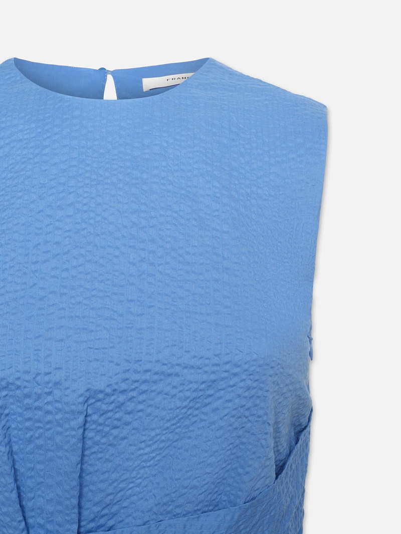 Ruched Sleeveless Midi Dress in Coastal Blue 4