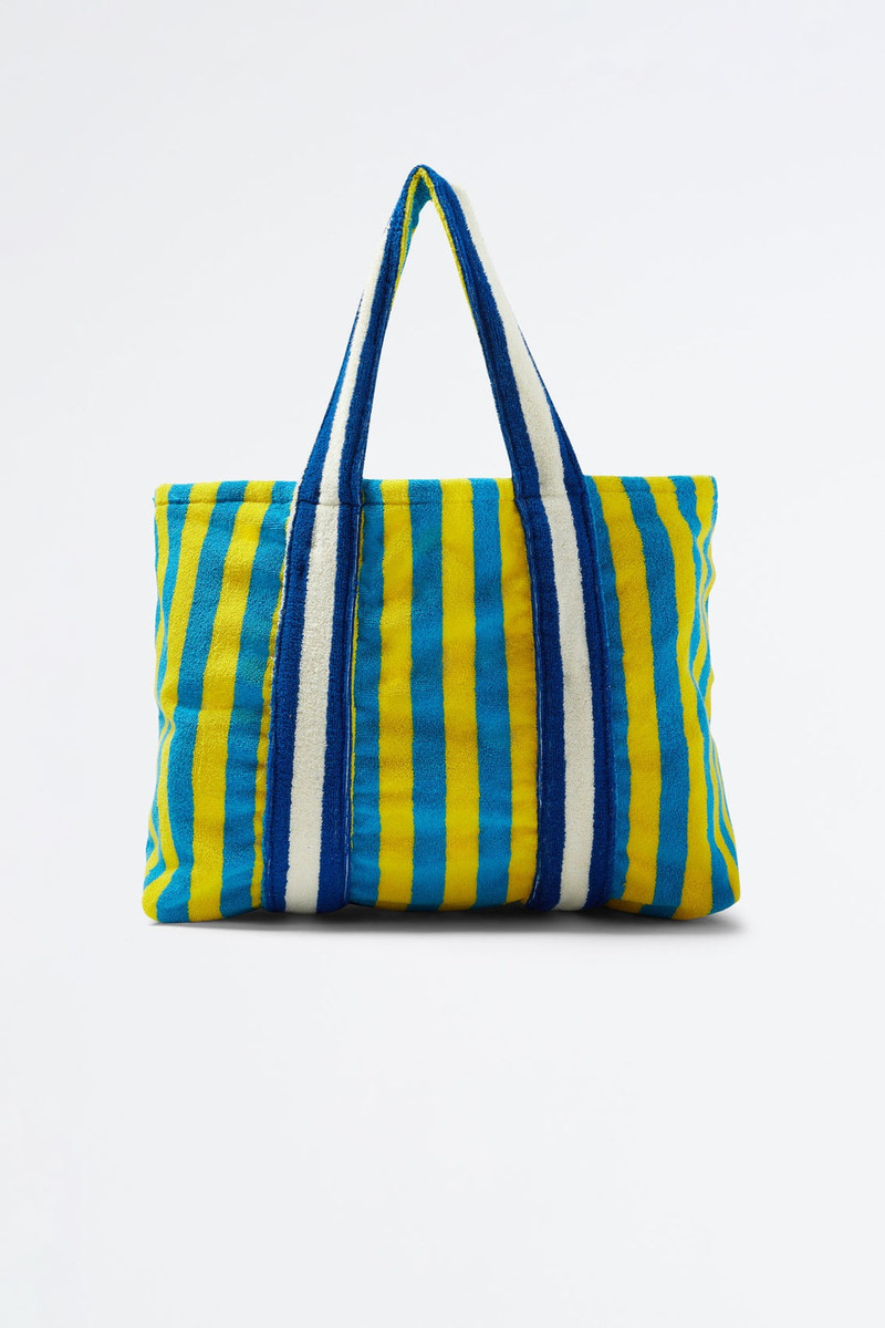 YELLOW & AZURE STRIPED COTTON BAG 6