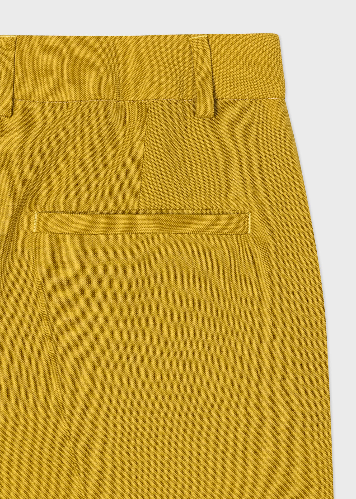 Chartreuse Wool-Hopsack Wide Leg Trousers - 2