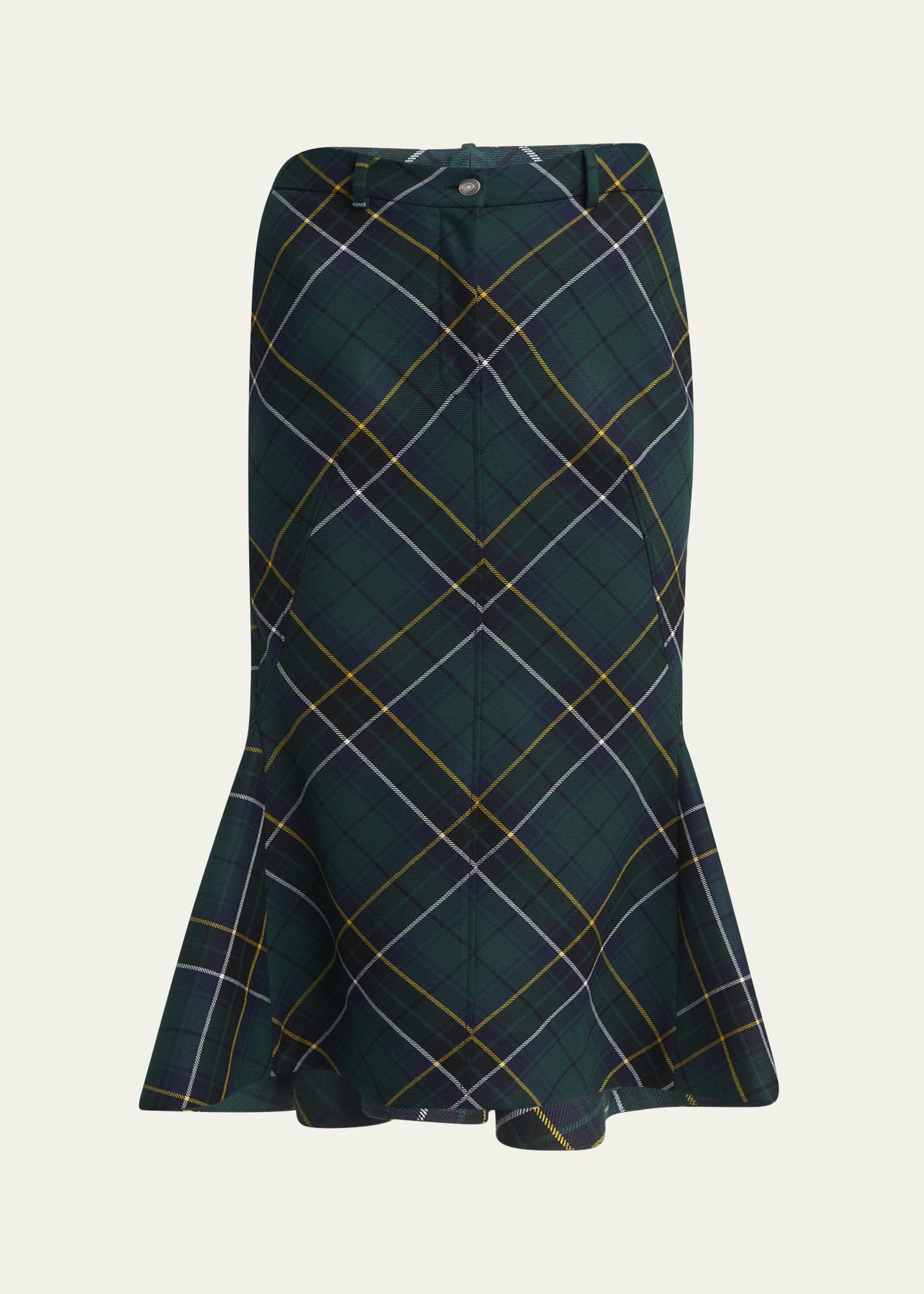 Tartan-Print Fit-&-Flare Midi Skirt - 1