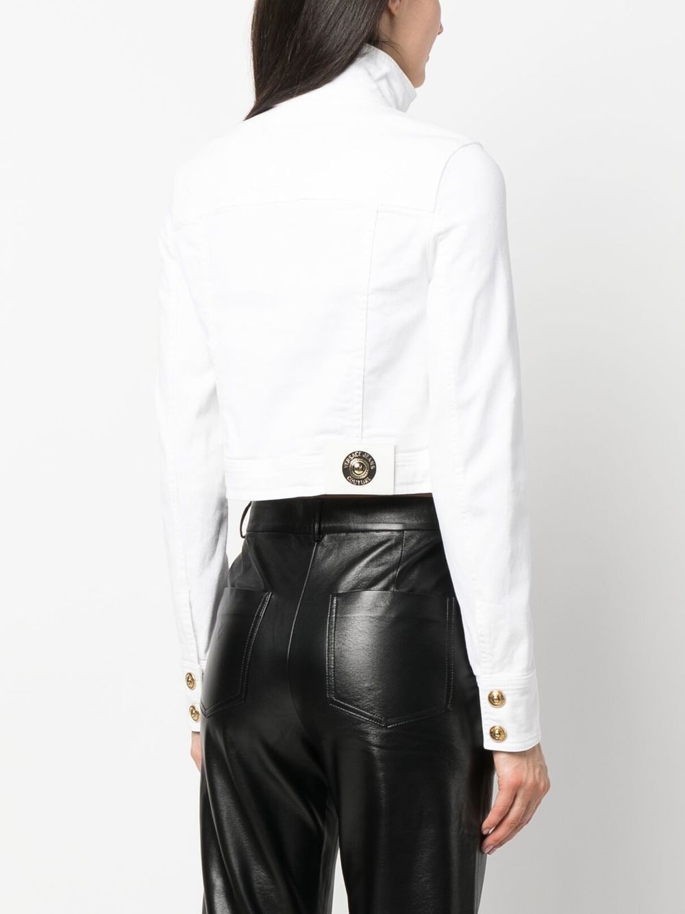 logo-patch cropped jacket - 4