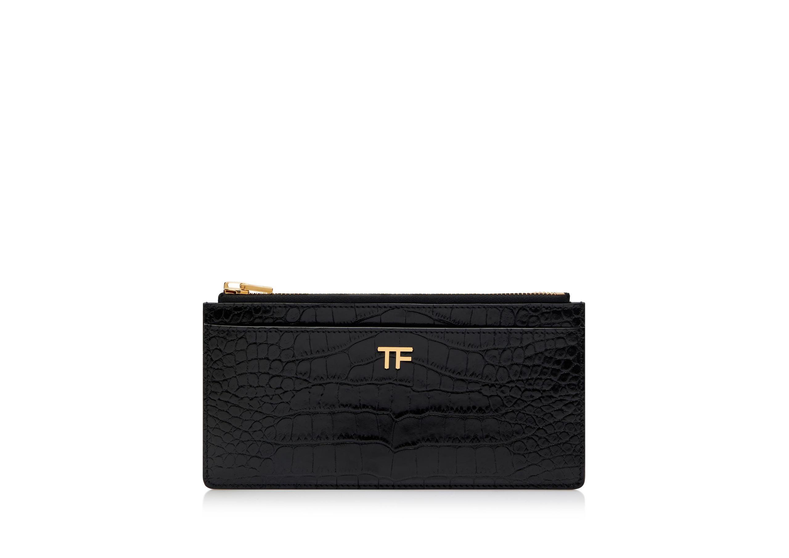 SHINY STAMPED CROCODILE LEATHER CLASSIC TF MULTIFUNCTIONAL WALLET - 1