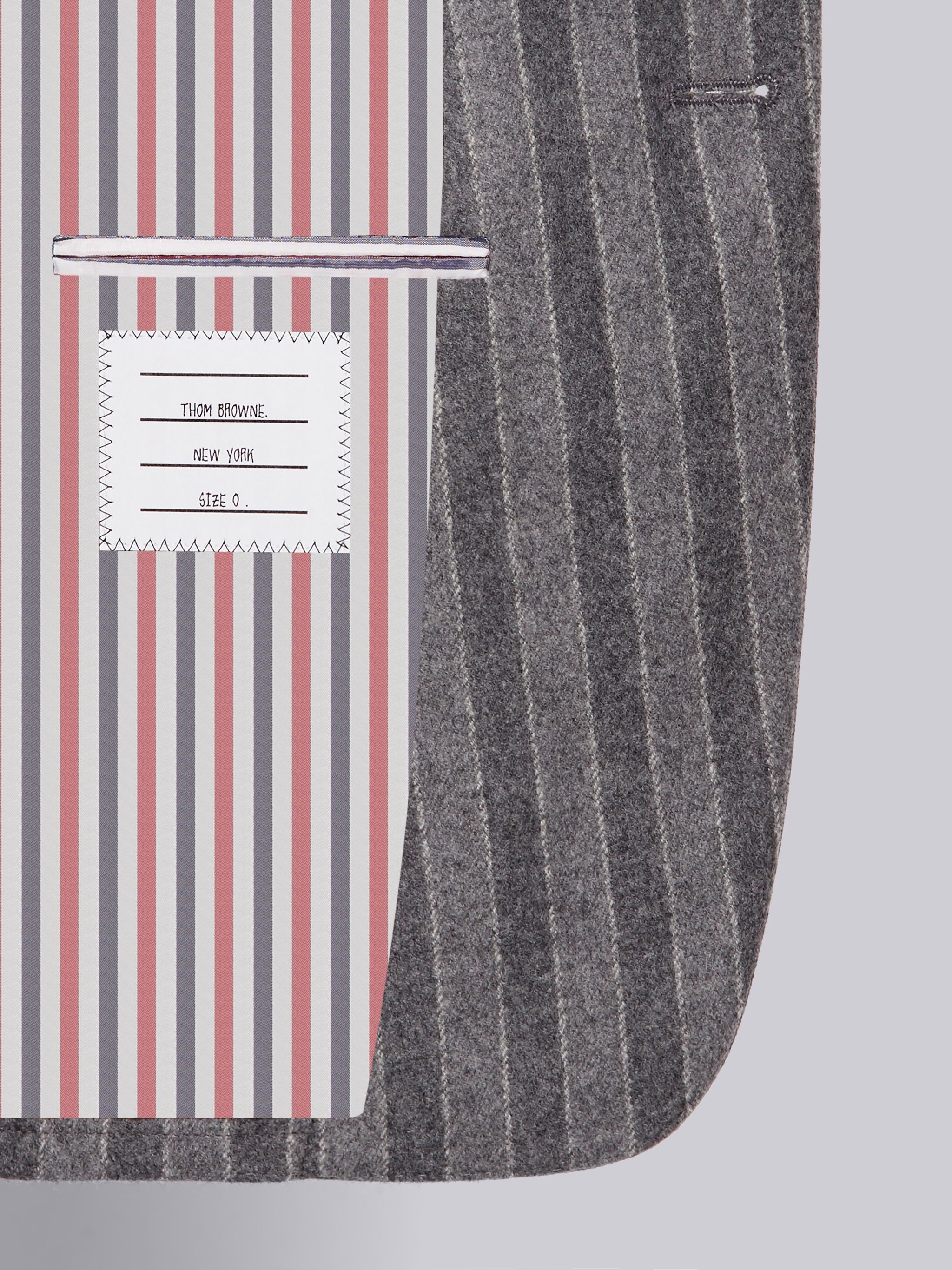 Medium Grey Tonal Chalk Stripe Wool Flannel Armband Classic Jacket - 6