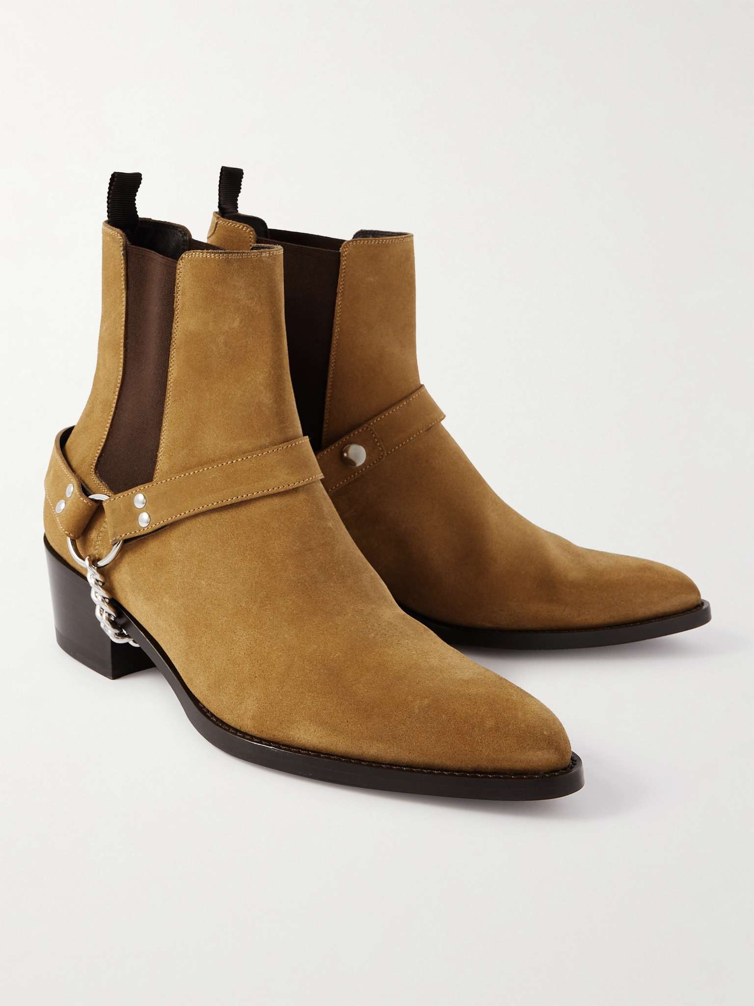 Chain-Embellished Suede Chelsea Boots - 4