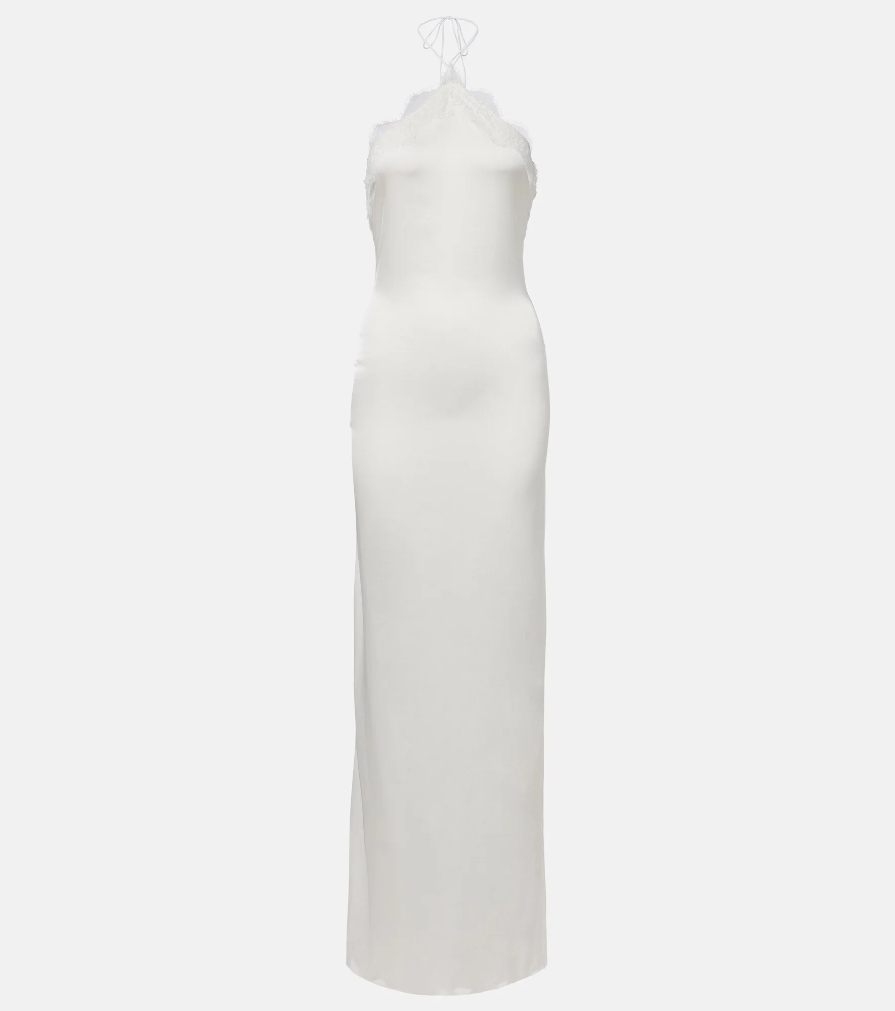 Bridal lace-trimmed satin maxi dress - 1