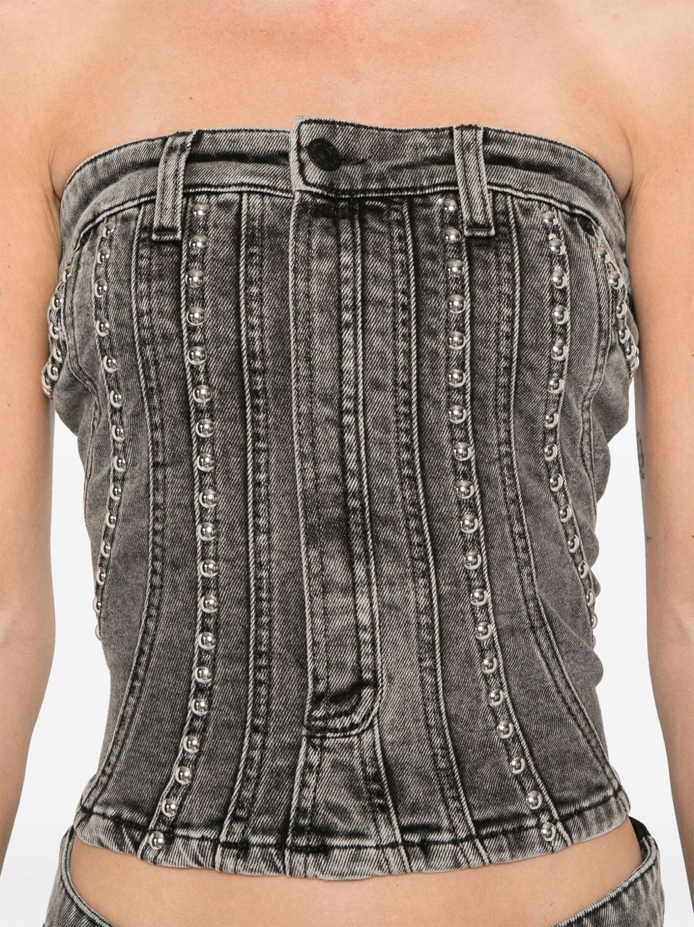 spiral denim studded bustier - 5