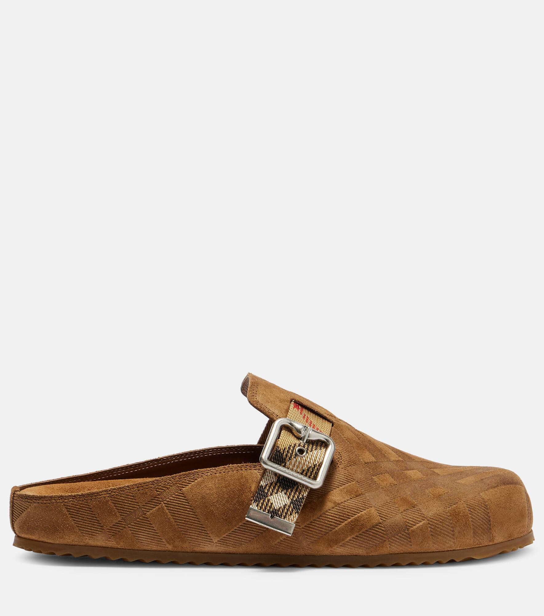 Checked suede clogs - 4