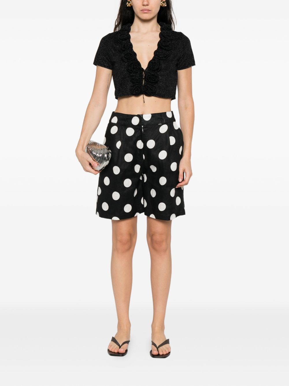 rose-embellished glitter-detail top - 2
