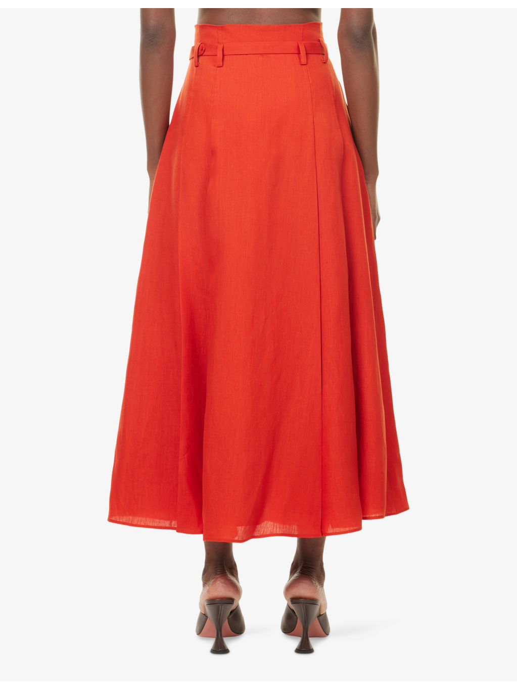 Dugald Pleat Button-Down Linen Midi Skirt - 4