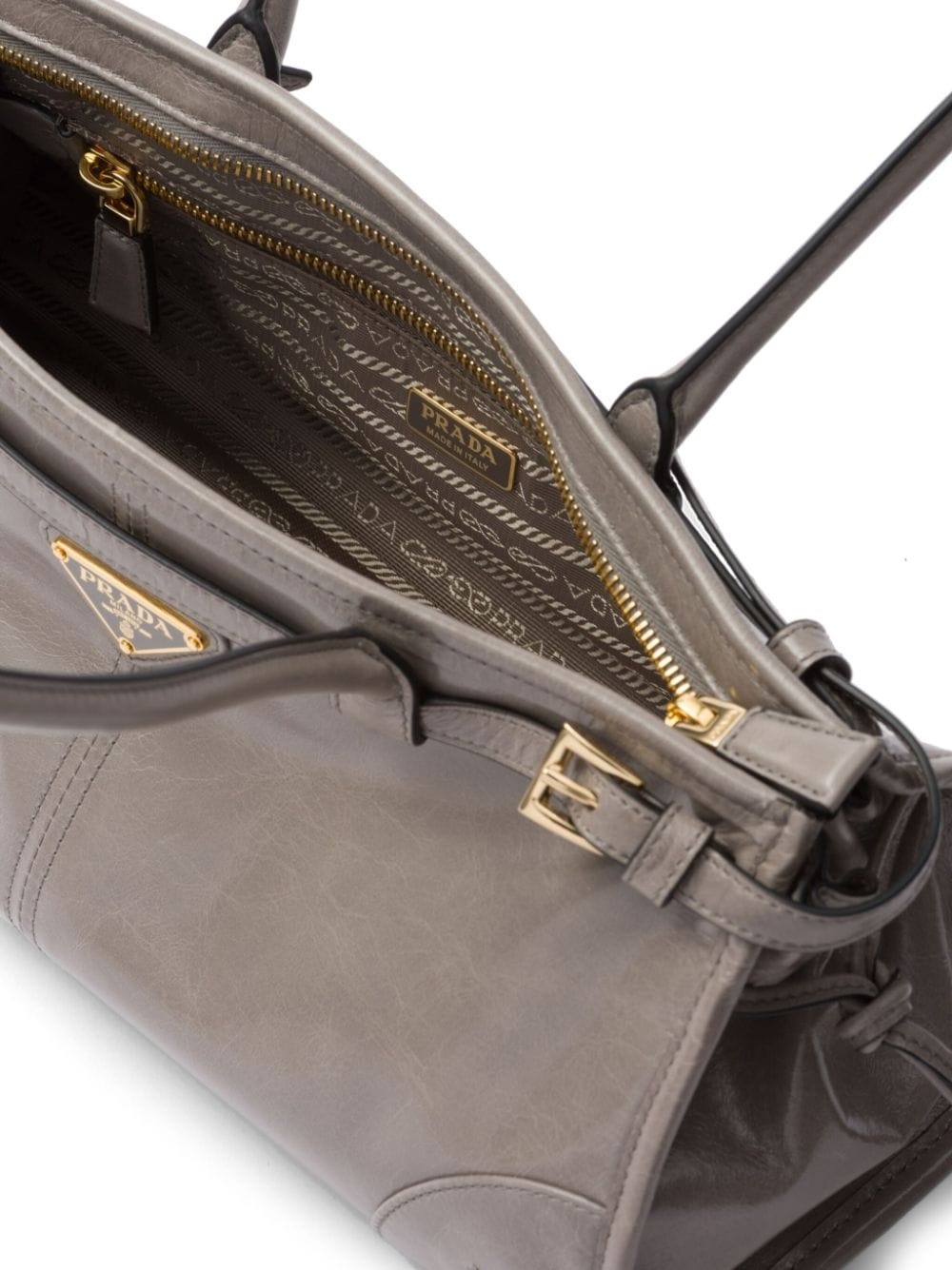 medium enamel triangle logo belted handbag - 6