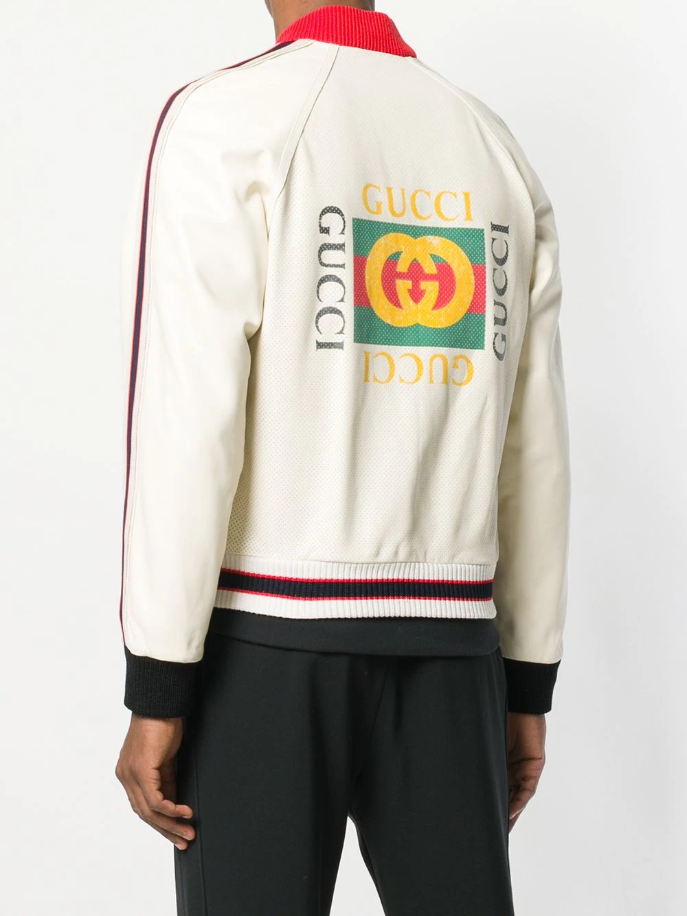 Perforated bomber with Gucci logo - 4