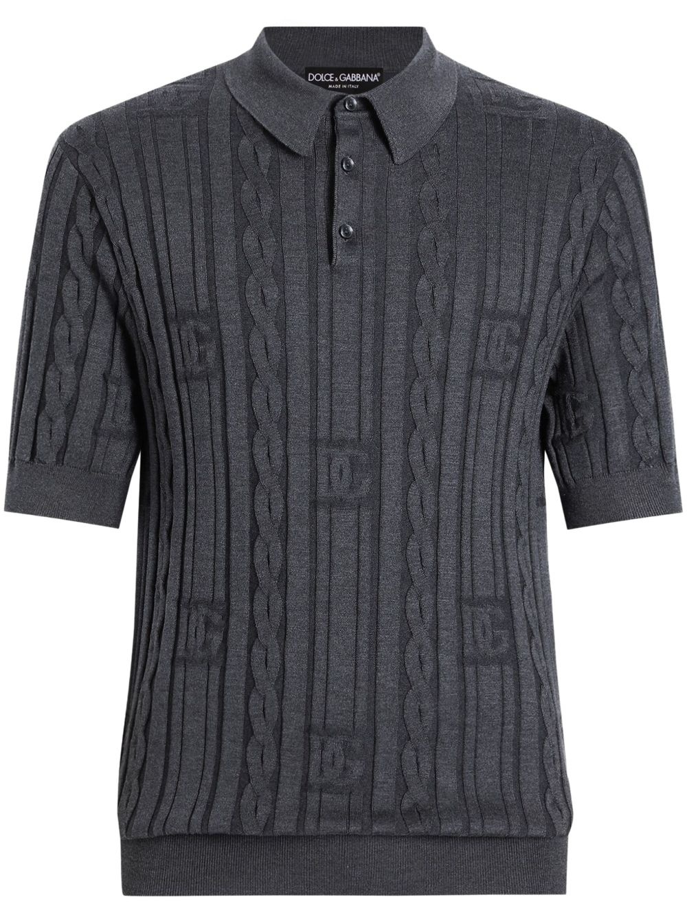 cable-knit effect polo shirt - 1