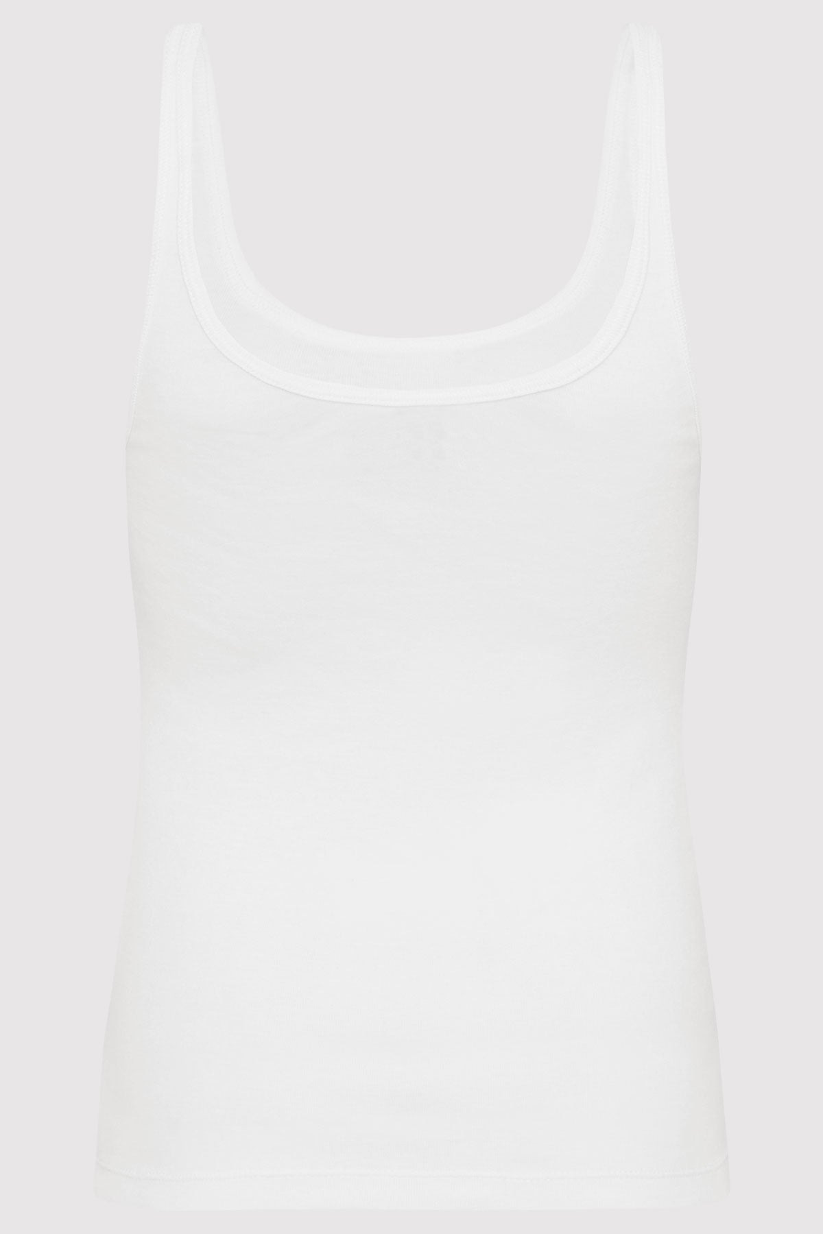 Organic Cotton Slim Scoop Tank - White - 6