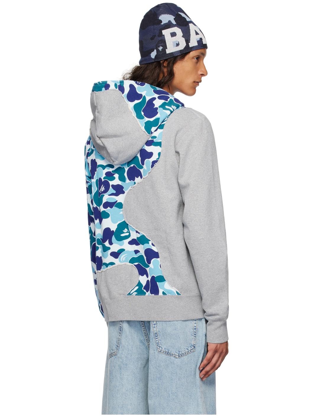 Gray & Blue ABC Camo Patchwork Full Zip Hoodie - 3