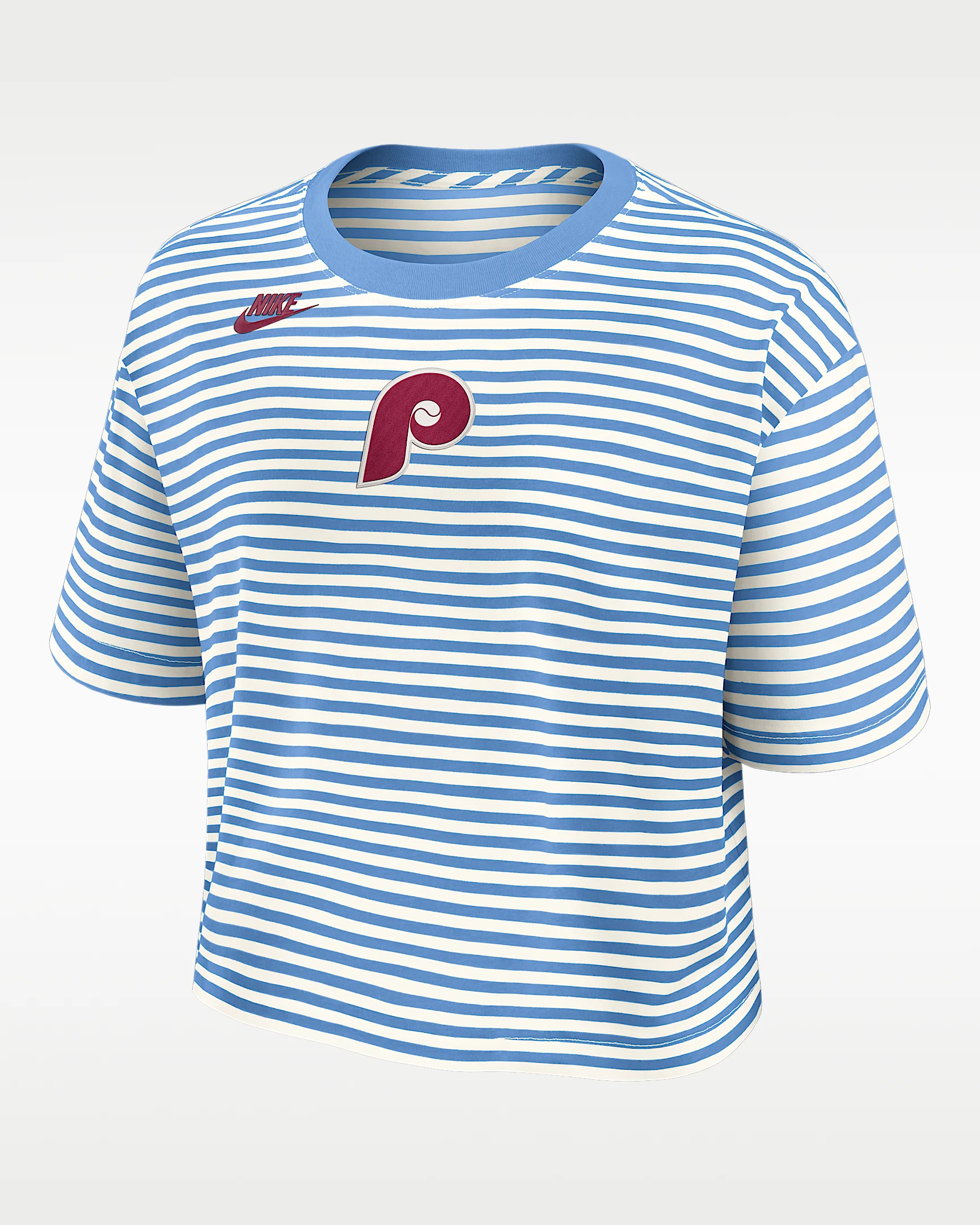 Philadelphia Phillies Cooperstown Logo Striped Women's Nike MLB Cropped T-Shirt - 1