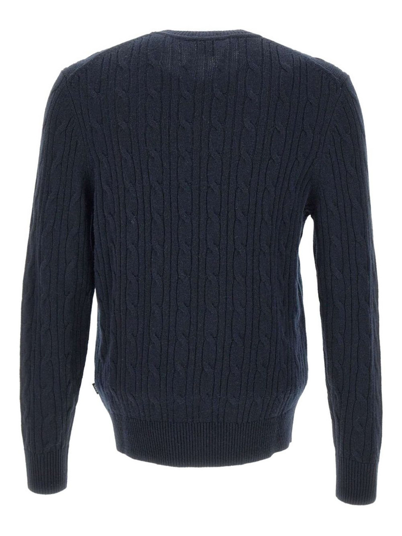 BOSS cable knit crew neck sweater outlook