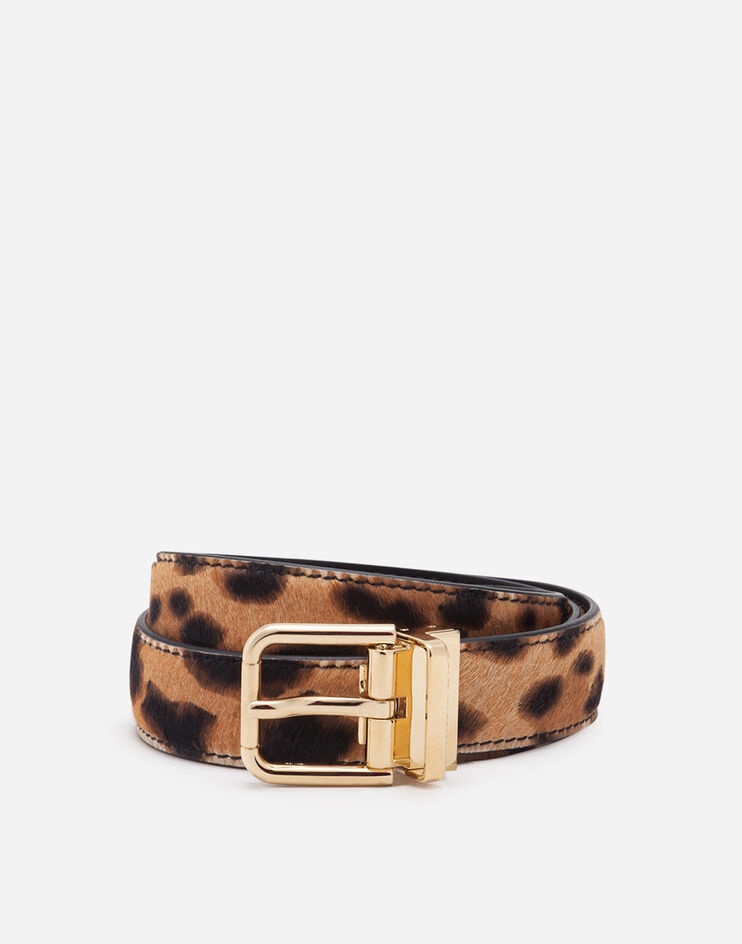 Leopard print belt in pony-style calfskin - 1