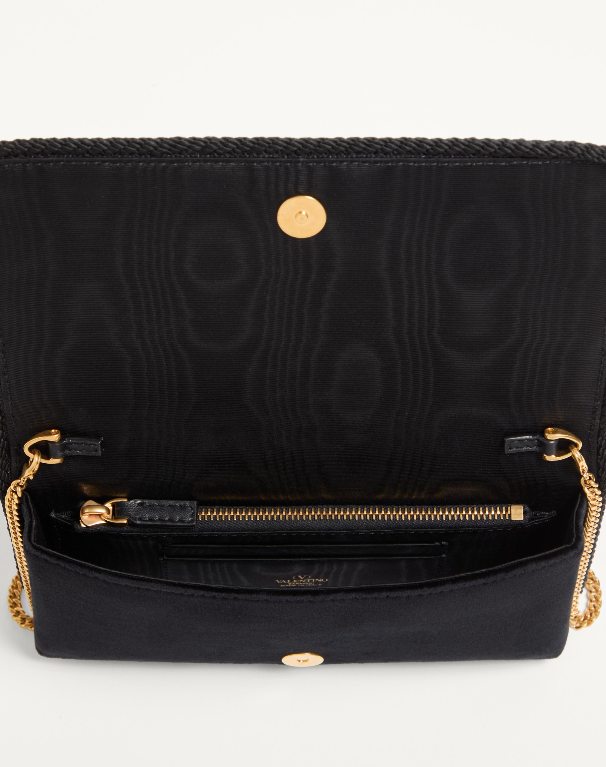 VLOGO SIGNATURE VELVET CHAIN WALLET WITH JEWEL LOGO - 6