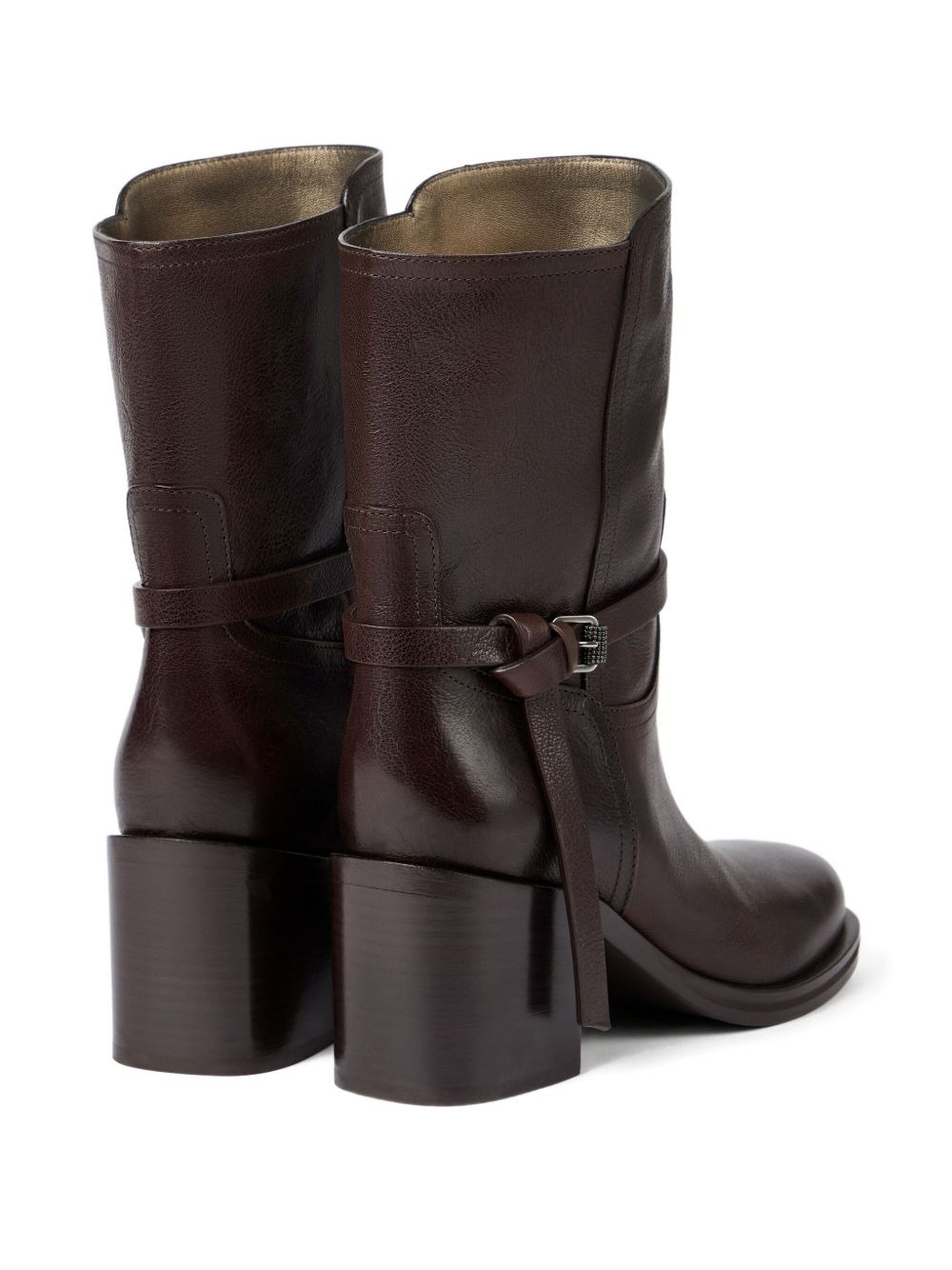 leather buckle-strap boots - 3