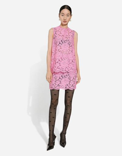 Dolce & Gabbana Branded floral cordonetto lace miniskirt outlook