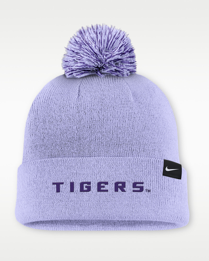 Nike LSU Primetime Campus Toned Men's Nike College Cuffed Pom Beanie outlook